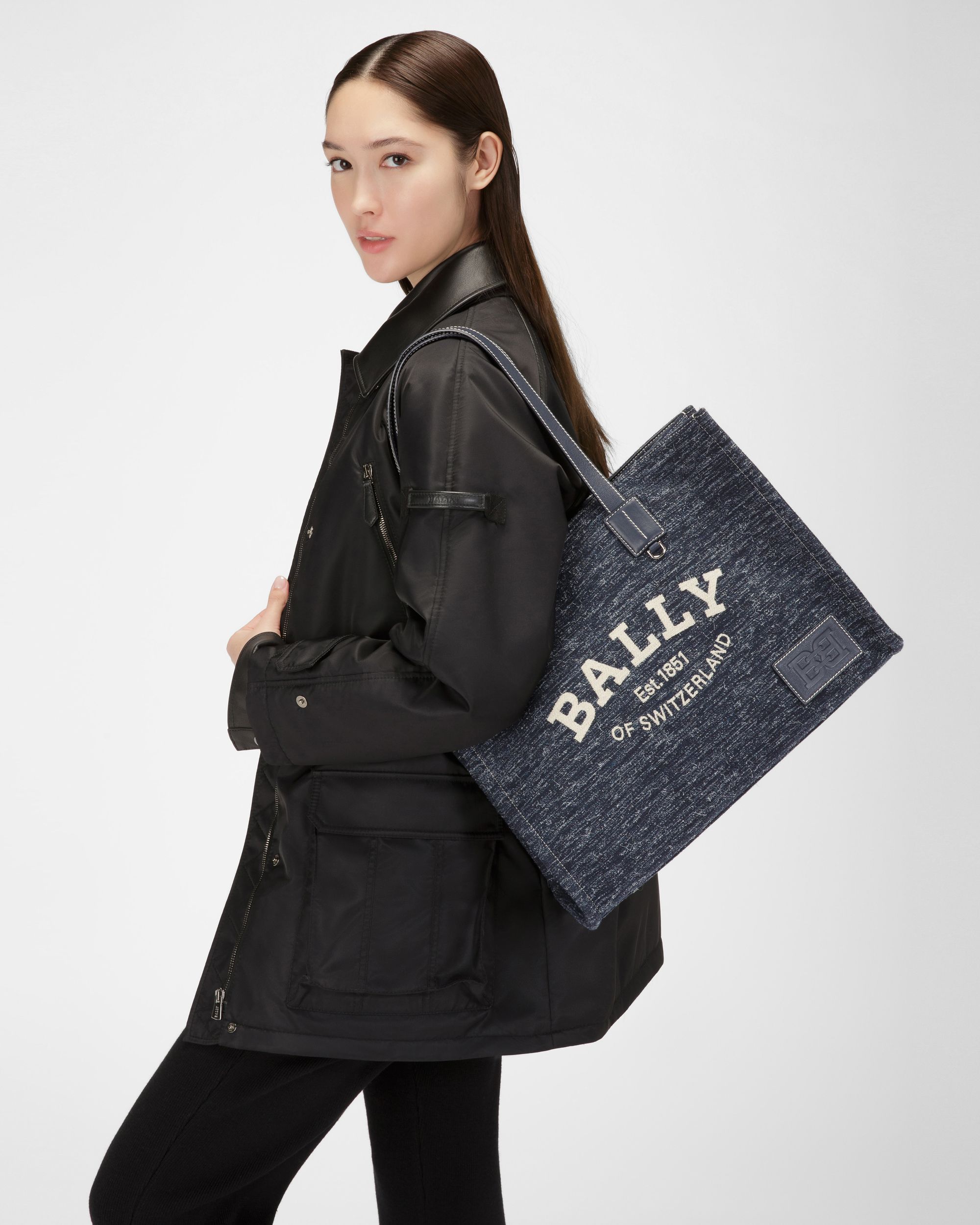 Crystalia Shopper Aus Marineblauem Stoff - Damen - Bally - 02