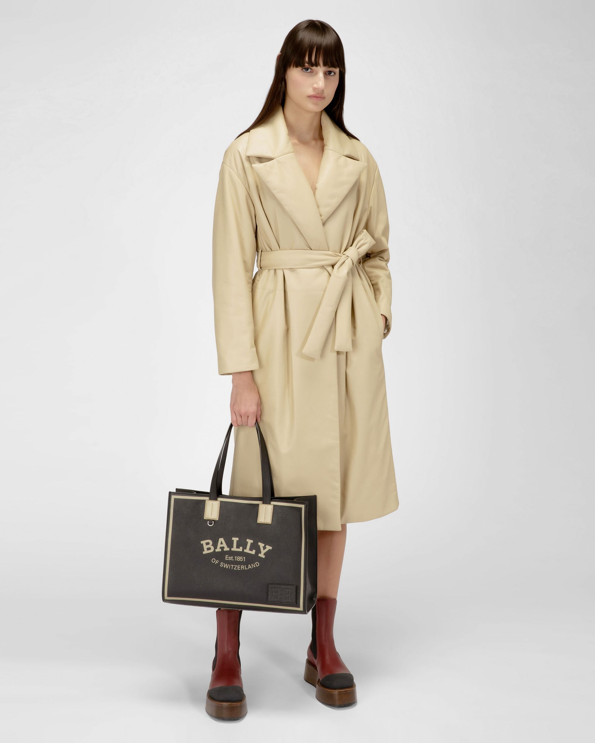 Crystalia Shopper Aus Schwarzem Leder - Damen - Bally - 06