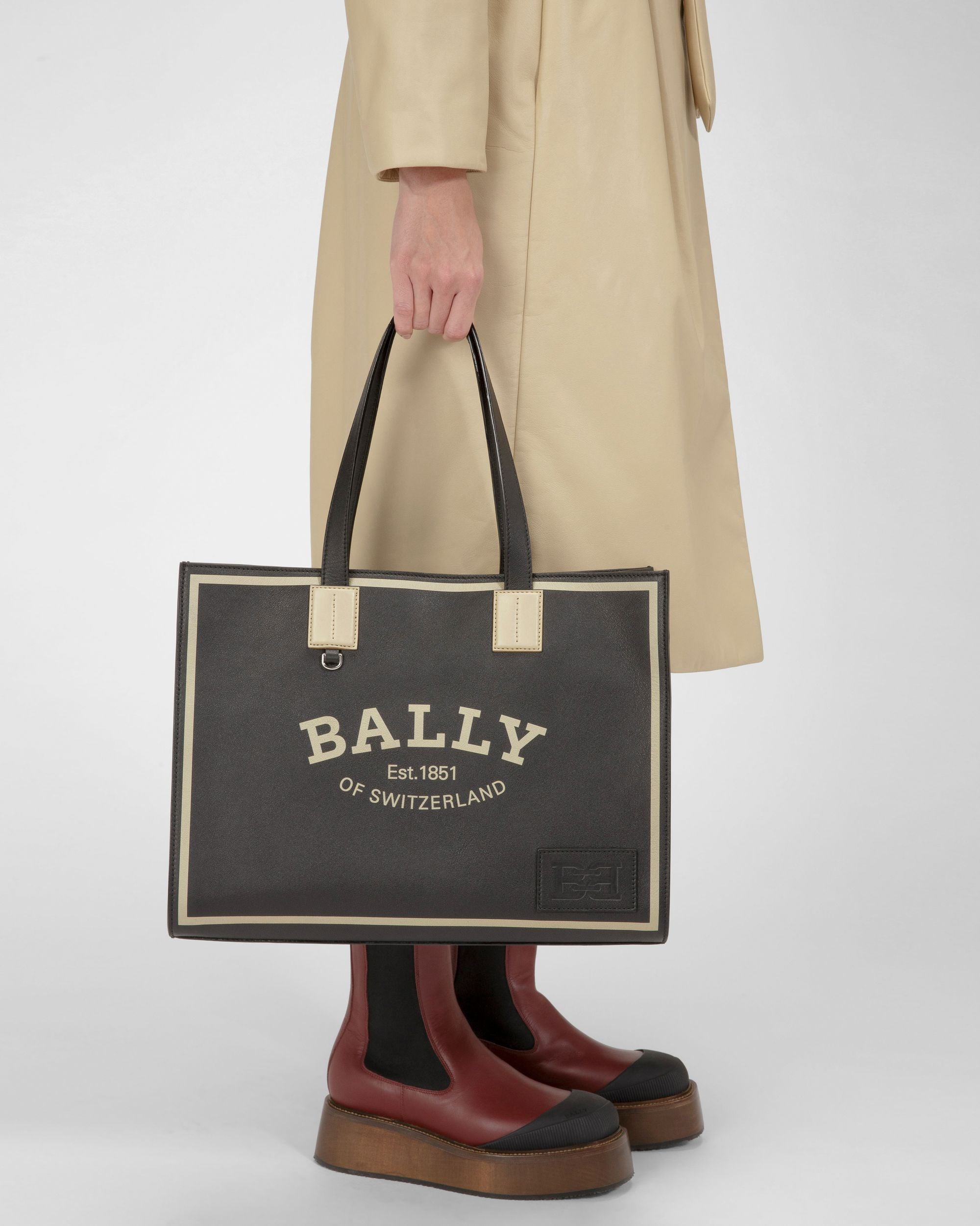 Crystalia Shopper Aus Schwarzem Leder - Damen - Bally - 07