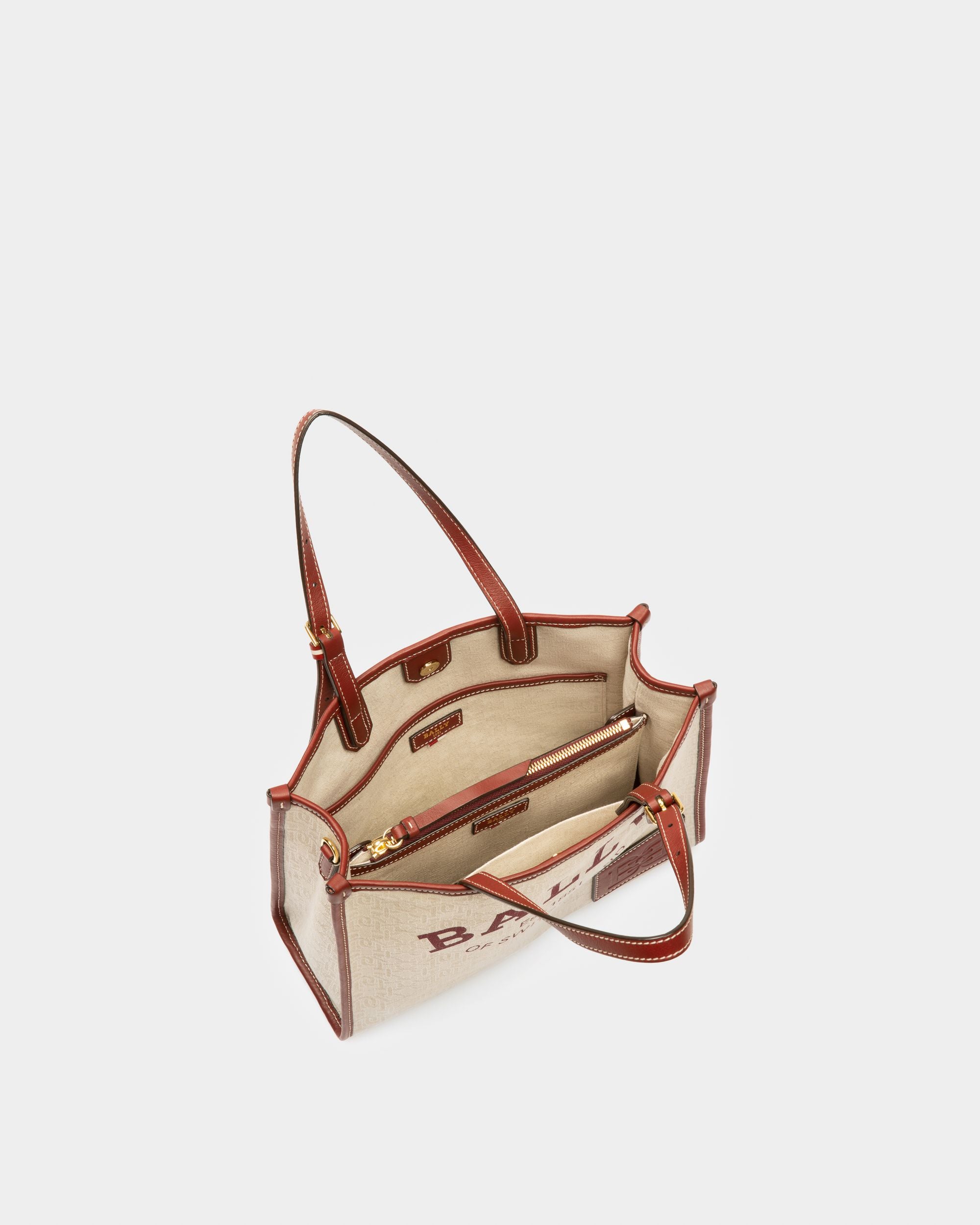 Calie Small Shopper Aus Naturfarbenem Leinen - Damen - Bally - 03