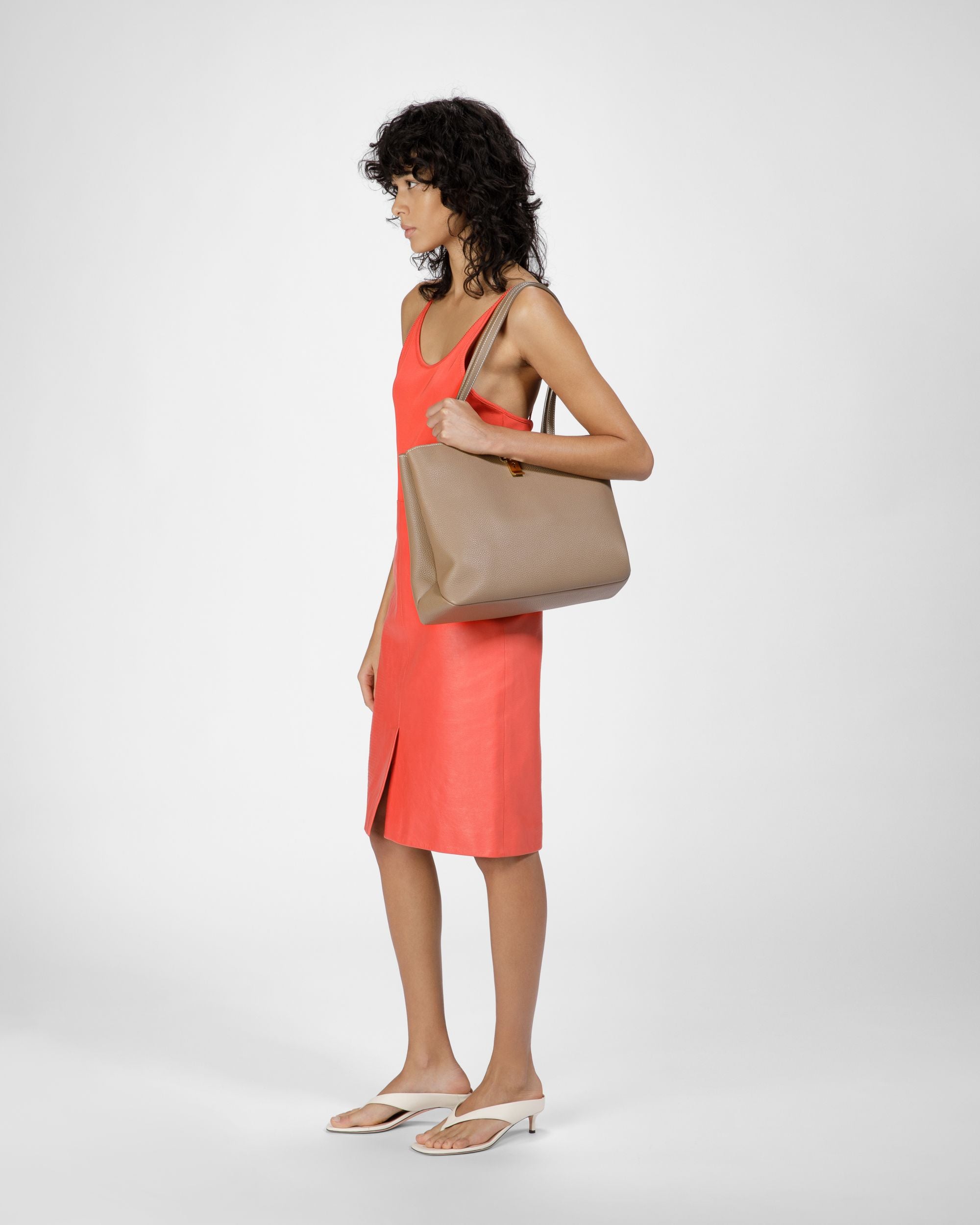 Lya Leder-Tragetasche In Taupe - Damen - Bally - 08