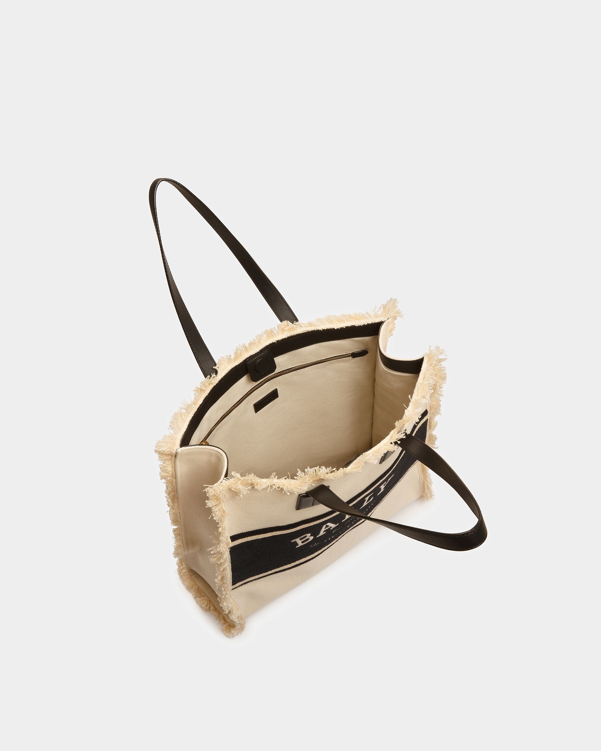 Crystalia Tragetasche Aus Canvas In Natur Und Schwarz - Damen - Bally - 03