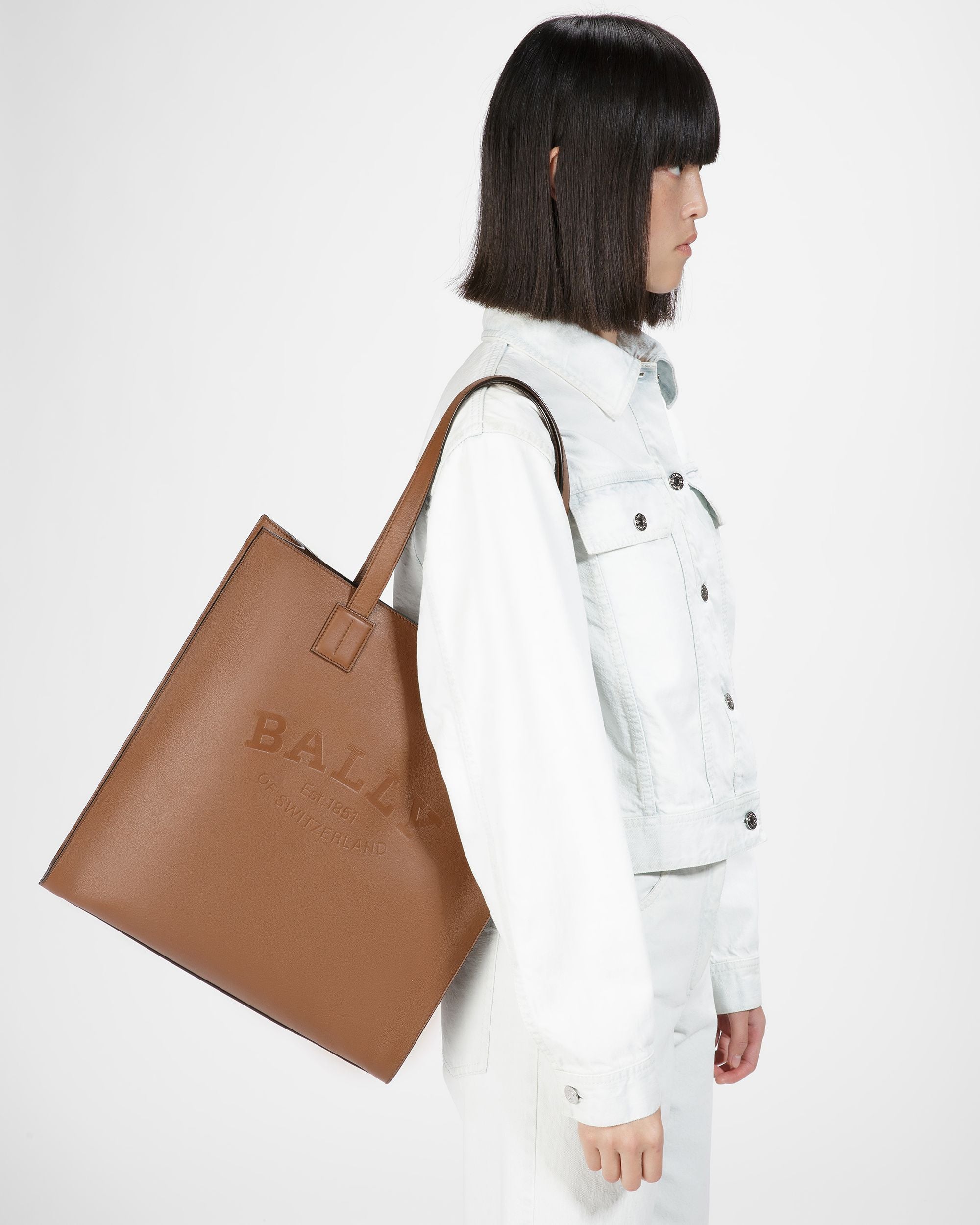 Crystalia Tragetasche Aus Leder In Braun - Damen - Bally - 02