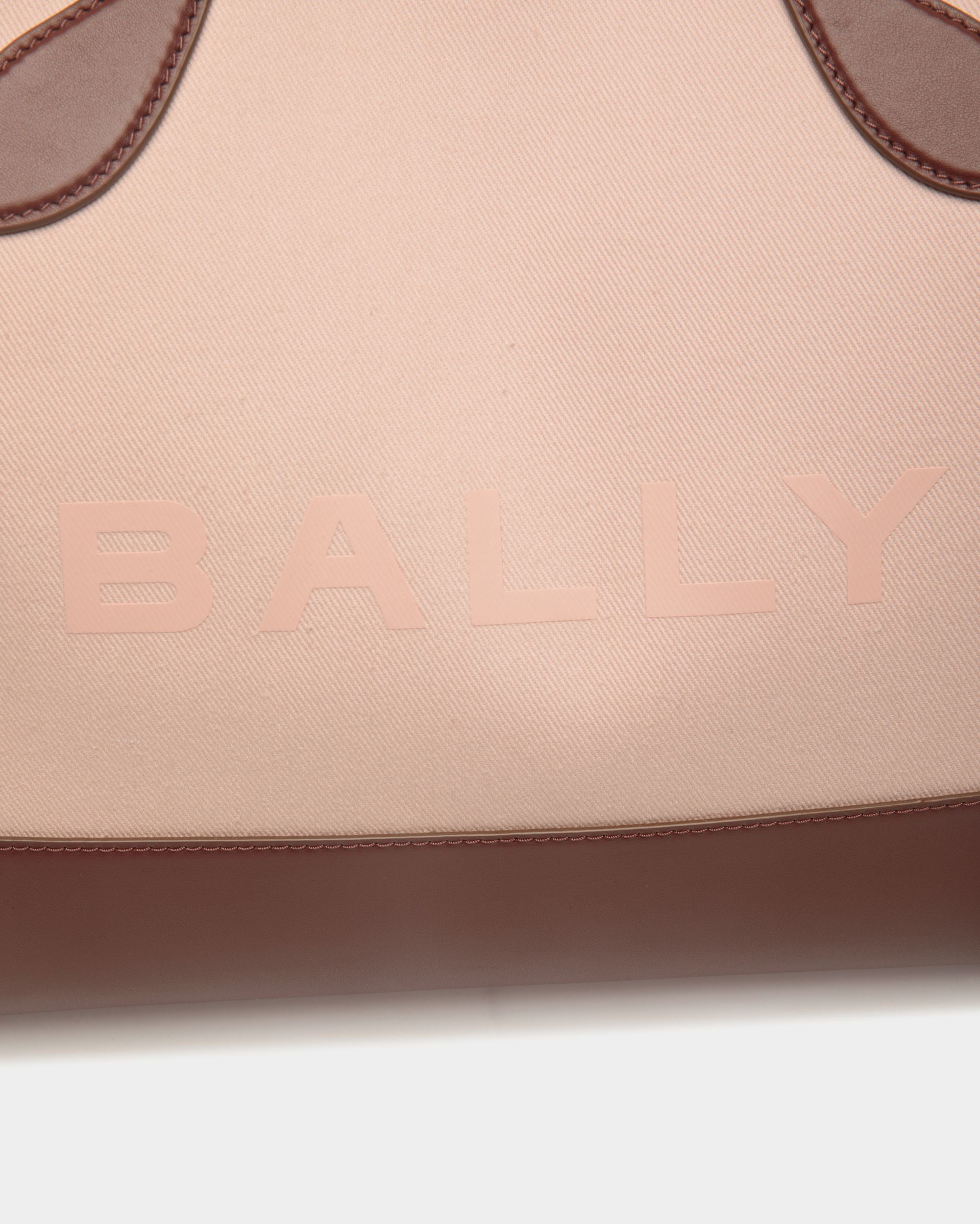 Bar Tragetasche Aus Canvas In Dusty Petal Und Braunem Leder - Damen - Bally - 04