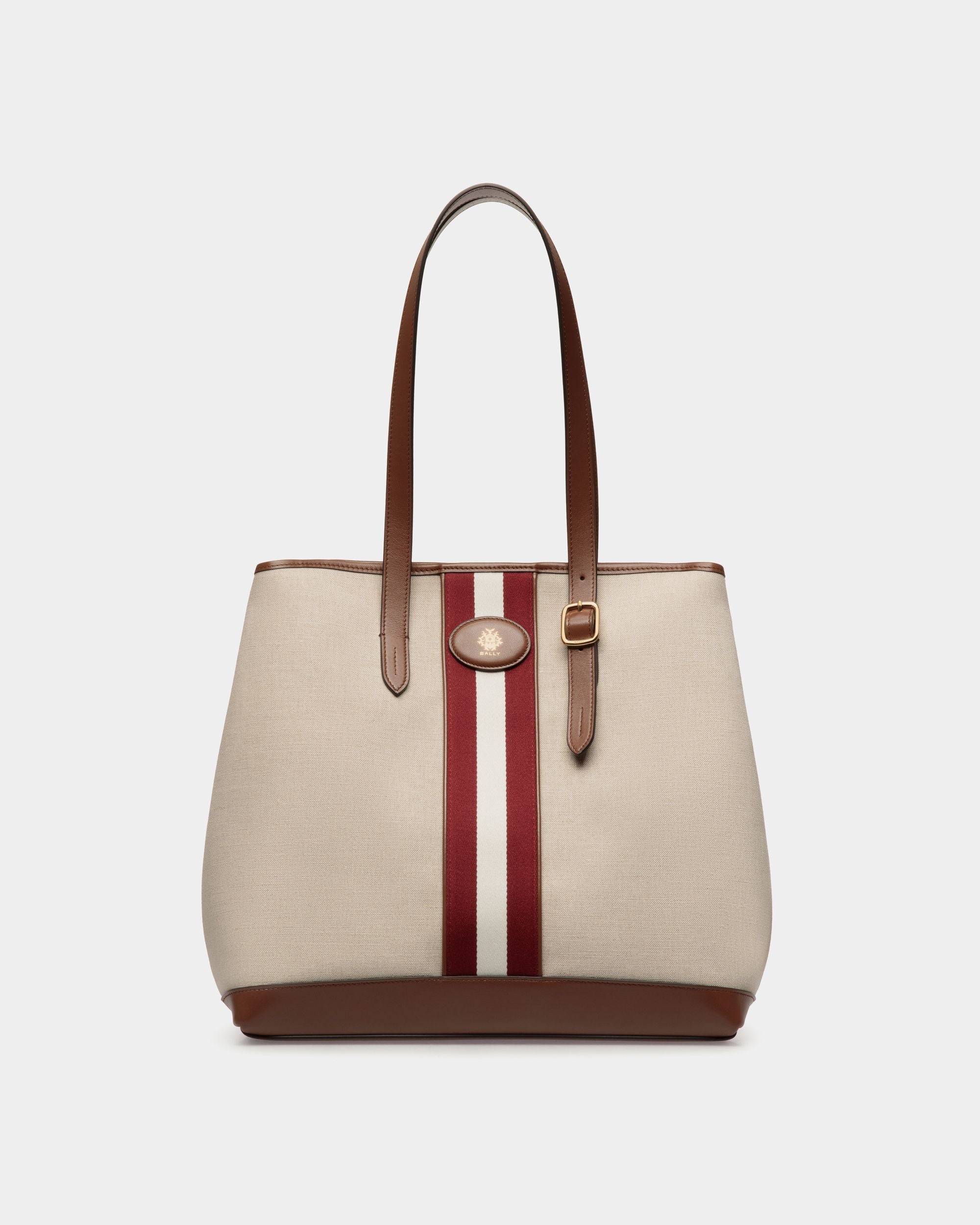 Beckett Tragetasche Aus Naturfarbenem Canvas Und Braunem Leder - Damen - Bally - 01
