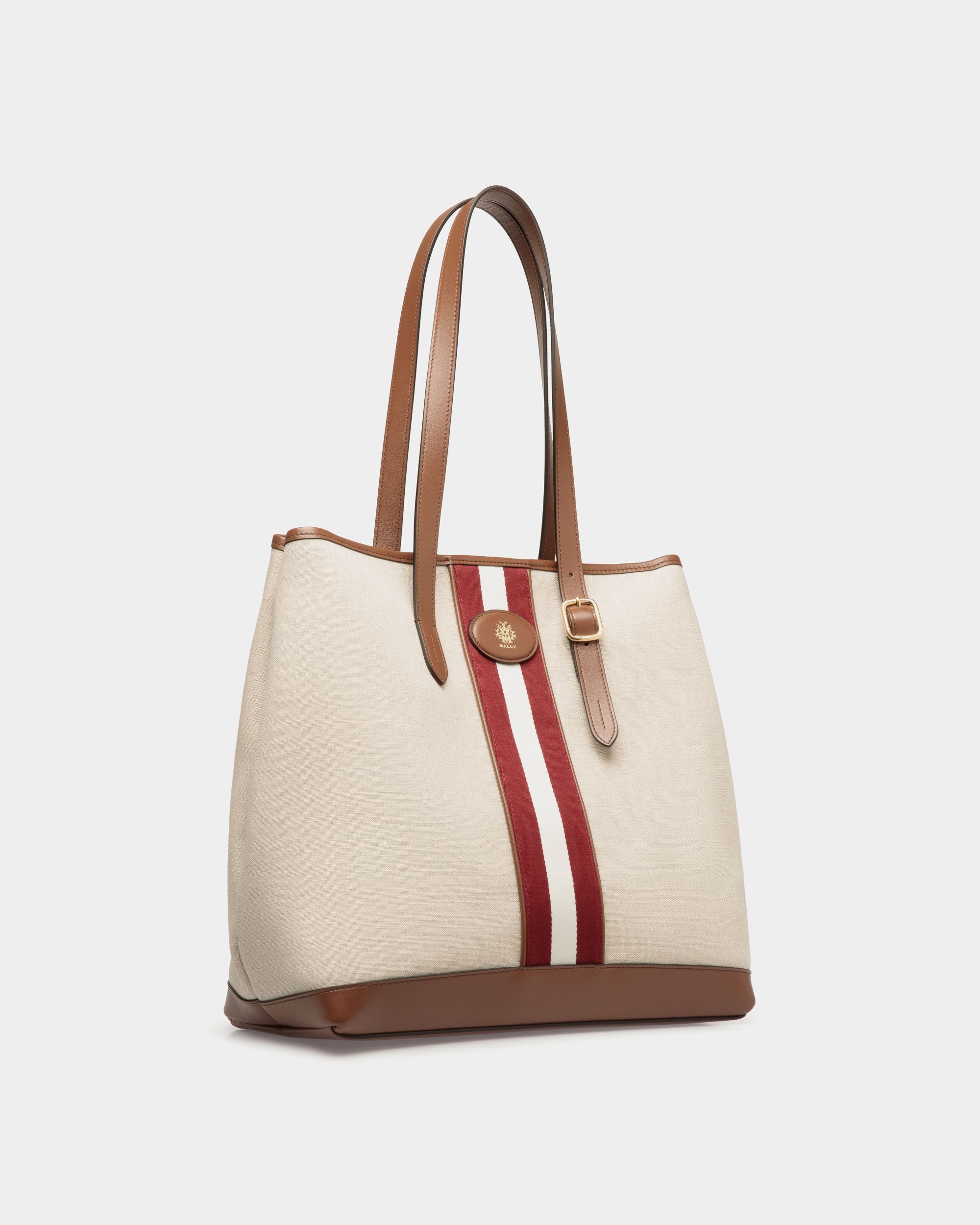 Beckett Tragetasche Aus Naturfarbenem Canvas Und Braunem Leder - Damen - Bally - 03