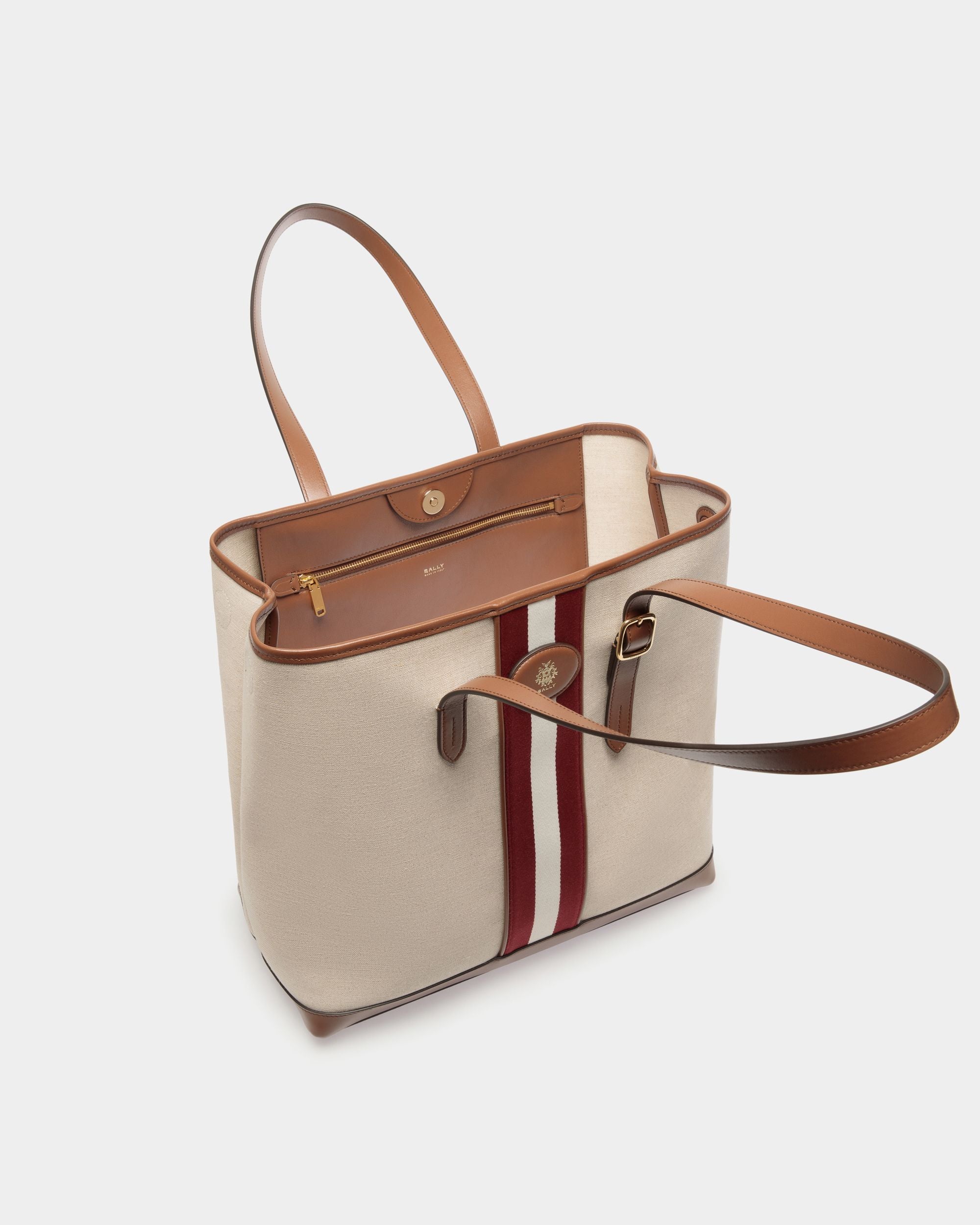 Beckett Tragetasche Aus Naturfarbenem Canvas Und Braunem Leder - Damen - Bally - 04