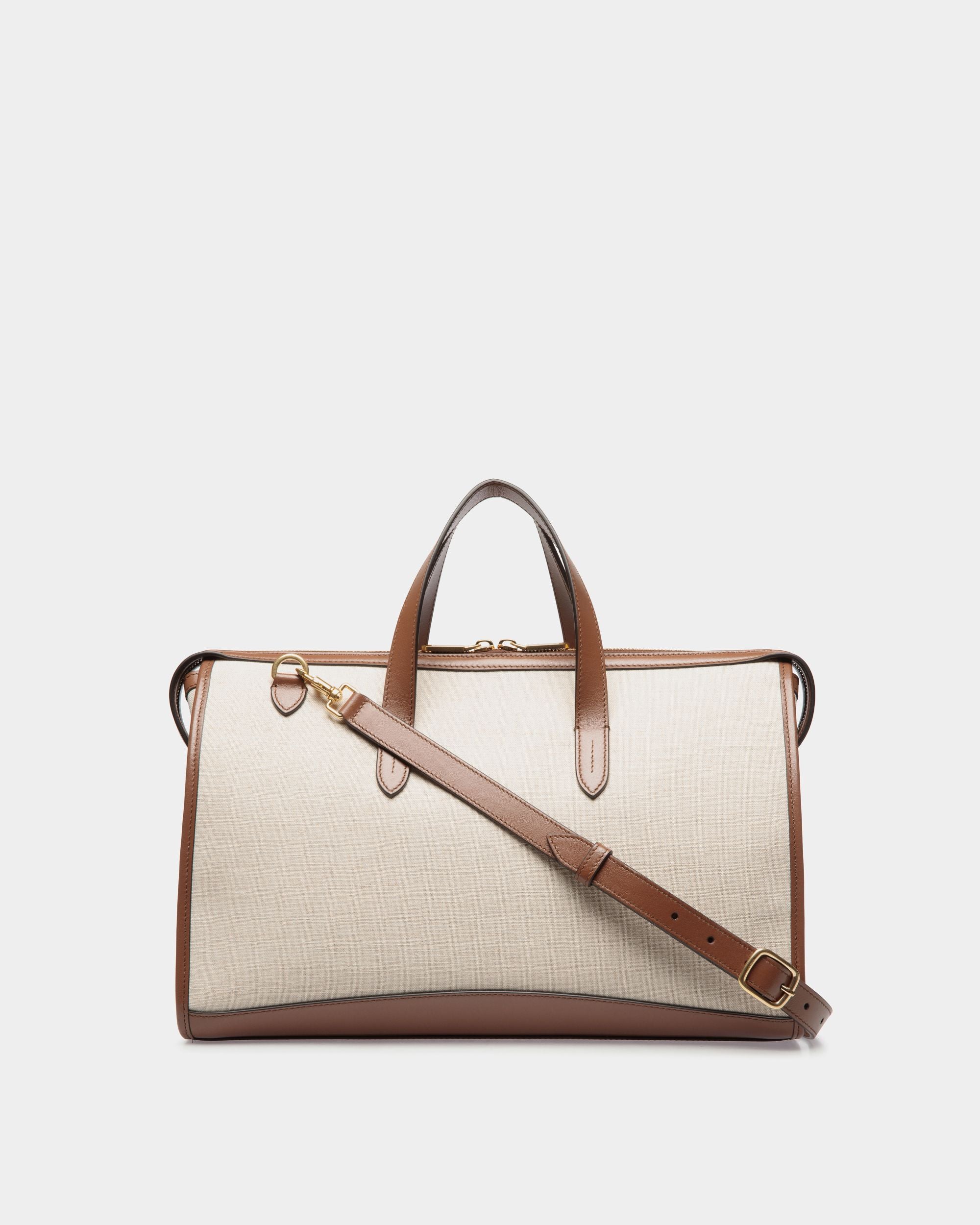 Beckett Tragetasche Aus Naturfarbenem Canvas Und Braunem Leder - Damen - Bally - 02