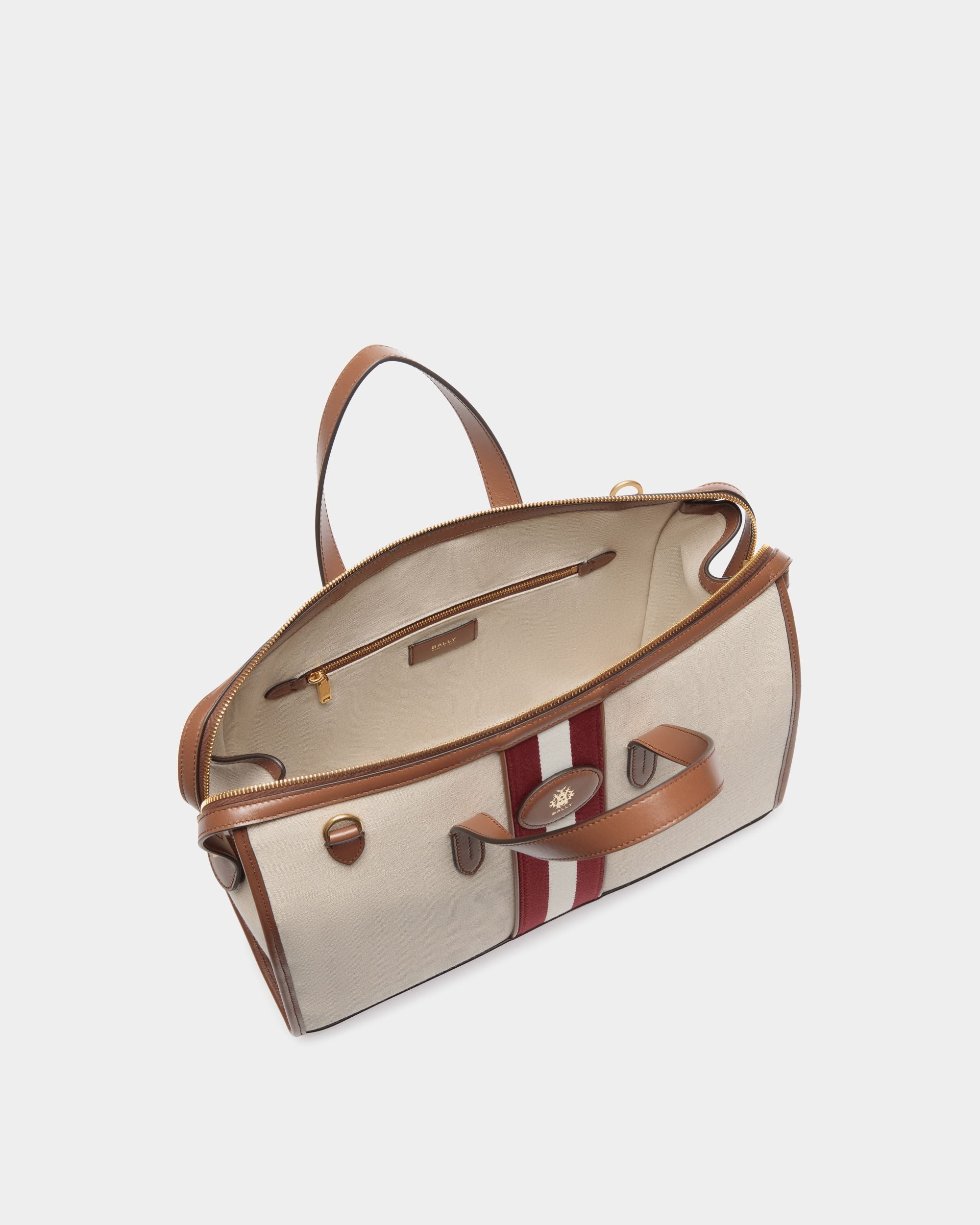 Beckett Tragetasche Aus Naturfarbenem Canvas Und Braunem Leder - Damen - Bally - 04