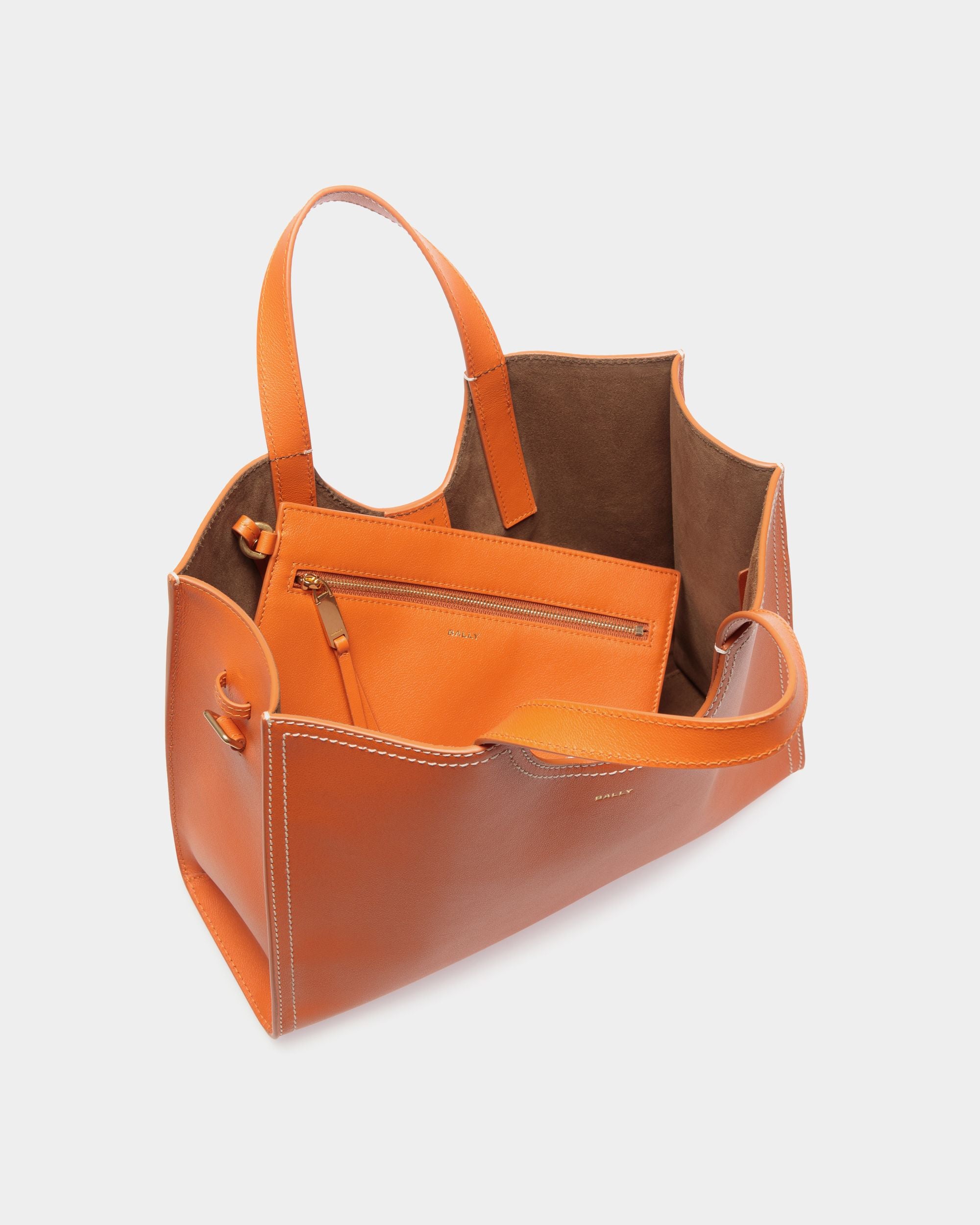 Easy Bally Tragetasche Aus Leder In Koi Orange - Damen - Bally - 04