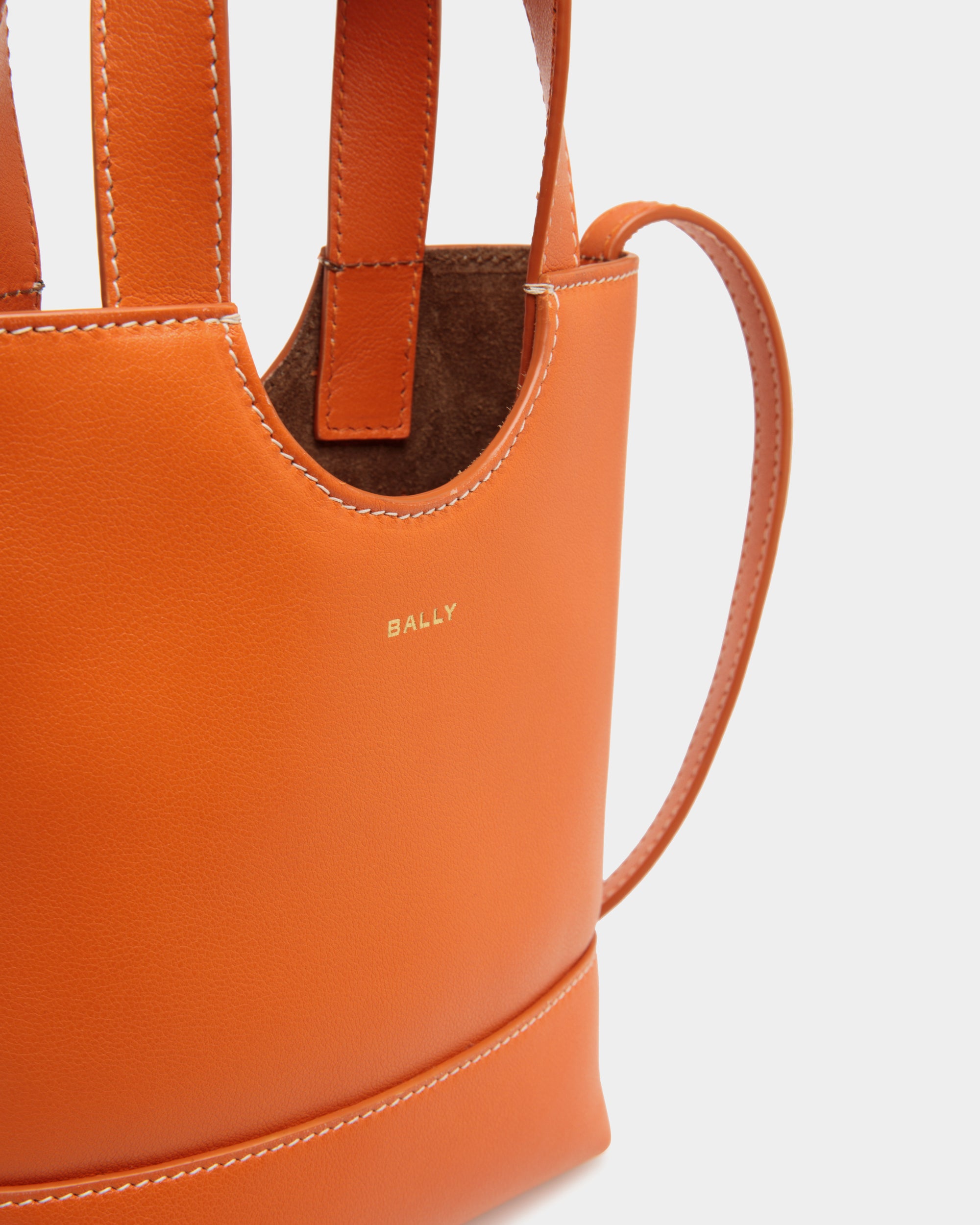 Kleine Easy Bally Tragetasche Aus Leder In Koi Orange - Damen - Bally - 05