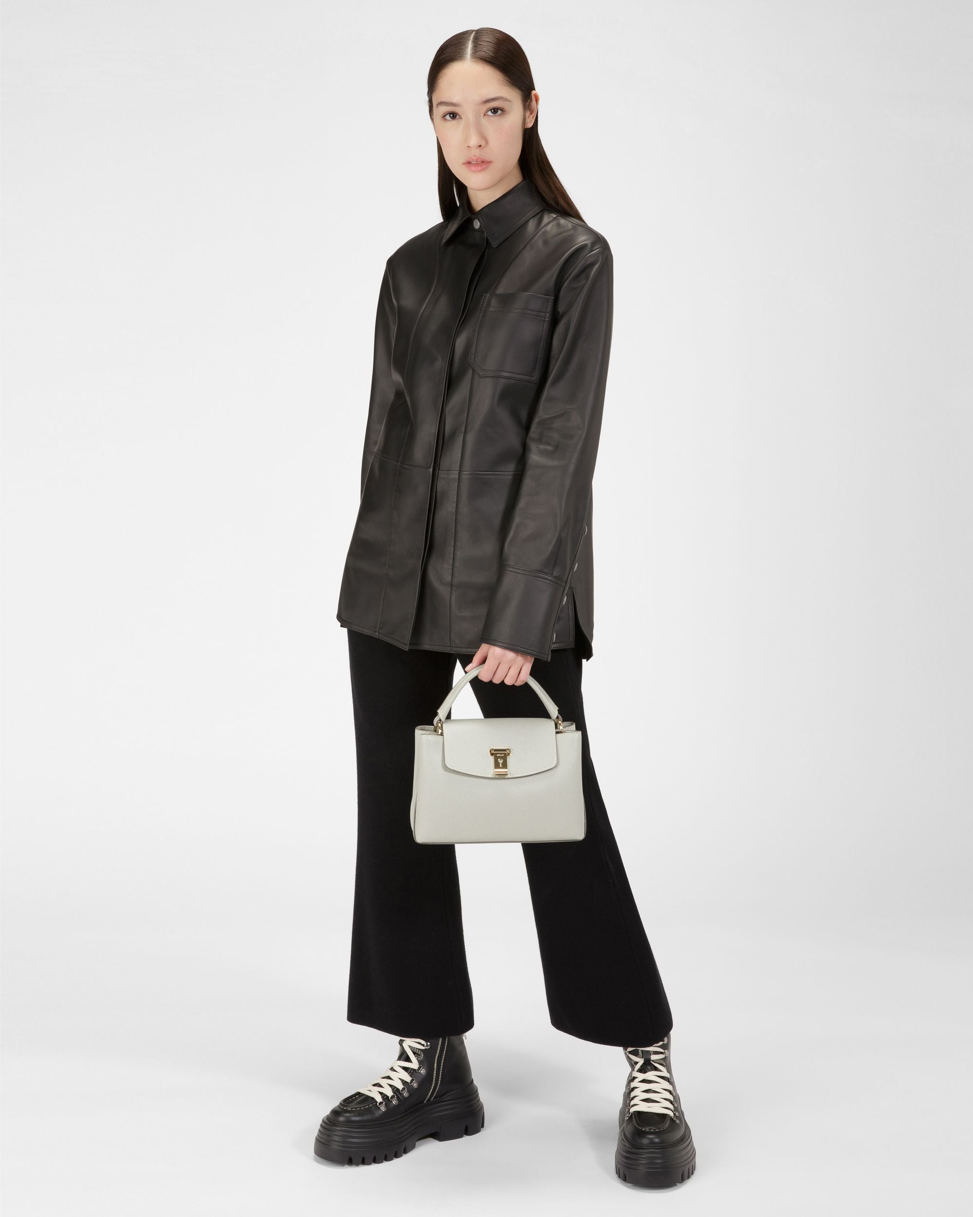 Layka Small Henkeltasche Aus Hellblauem Leder - Damen - Bally - 06