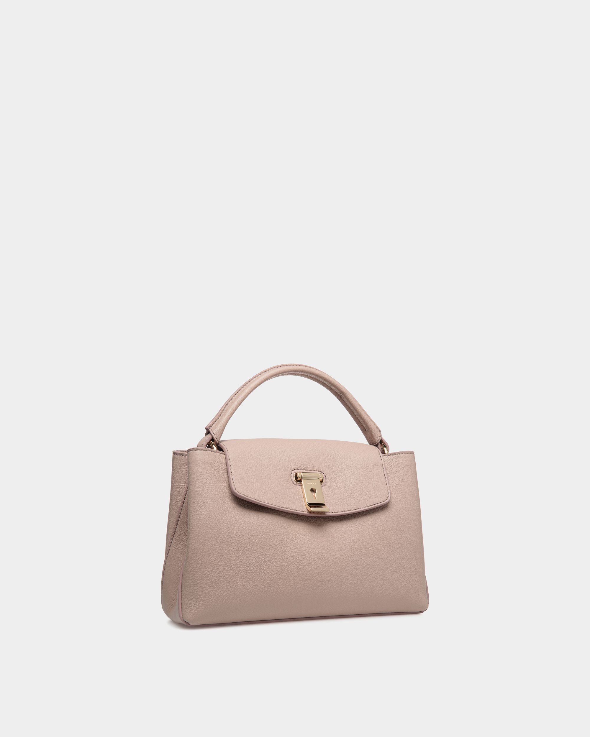 Kleine Lock Me Henkeltasche Aus Genarbtem Leder In Hellbeige - Damen - Bally - 04