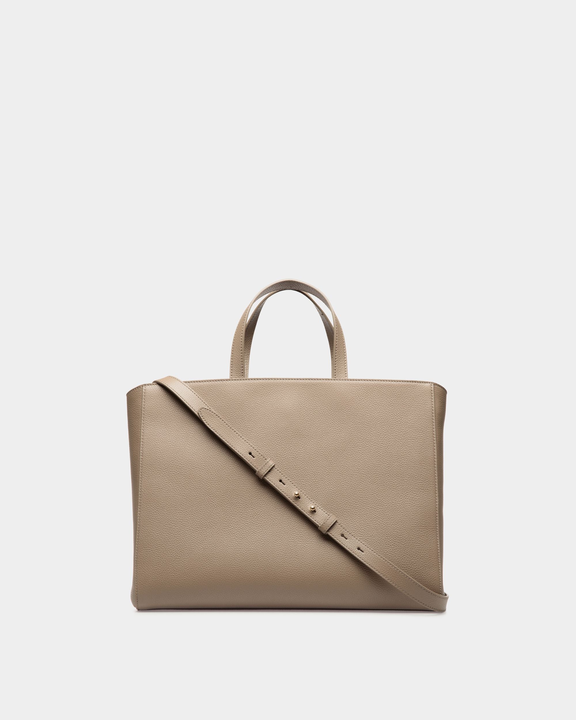 Lock Me Tragetasche Aus Genarbtem Leder In Taupe - Damen - Bally - 02