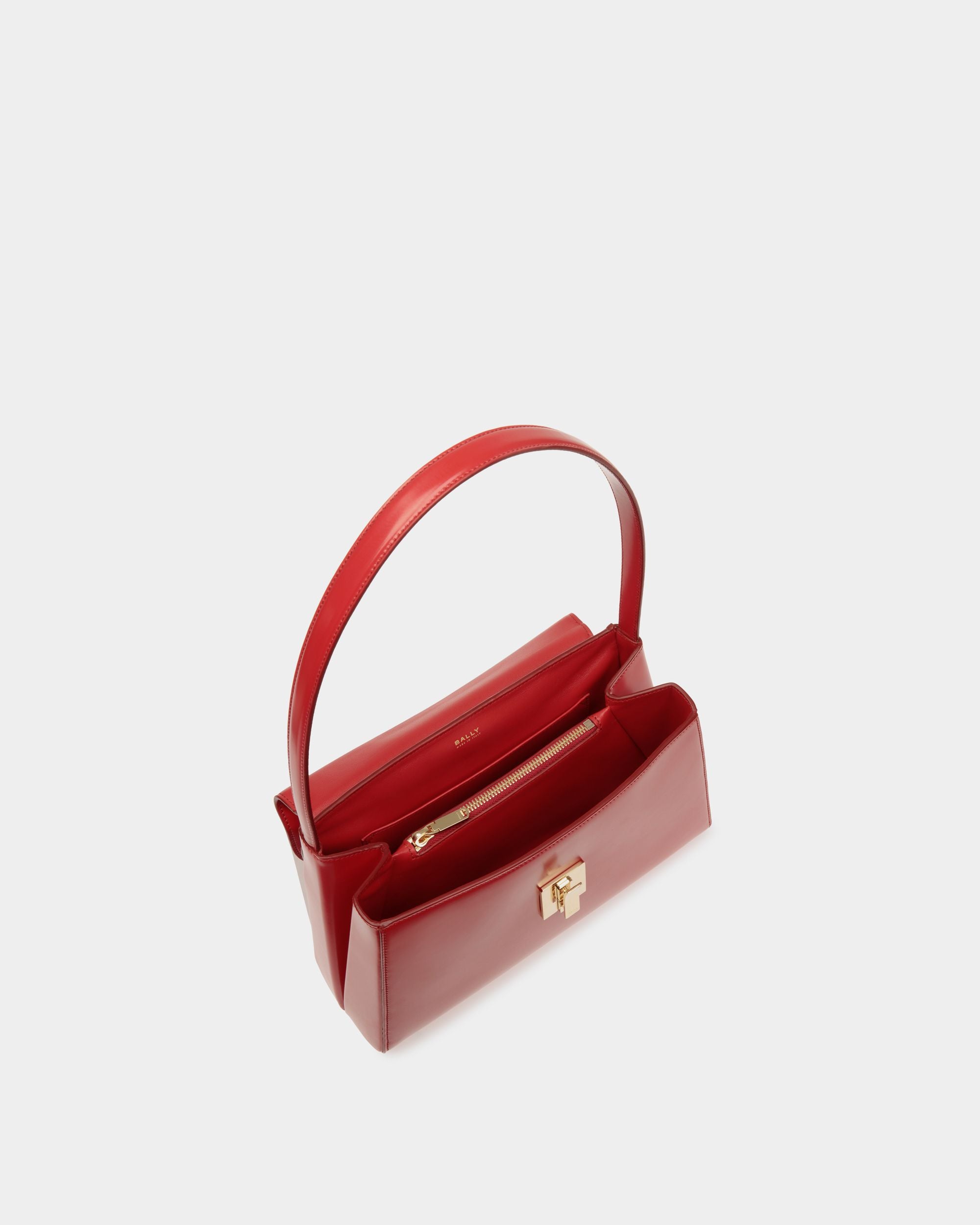 Ollam Schultertasche Aus Gebürstetem Leder In Candy Red - Damen - Bally - 05