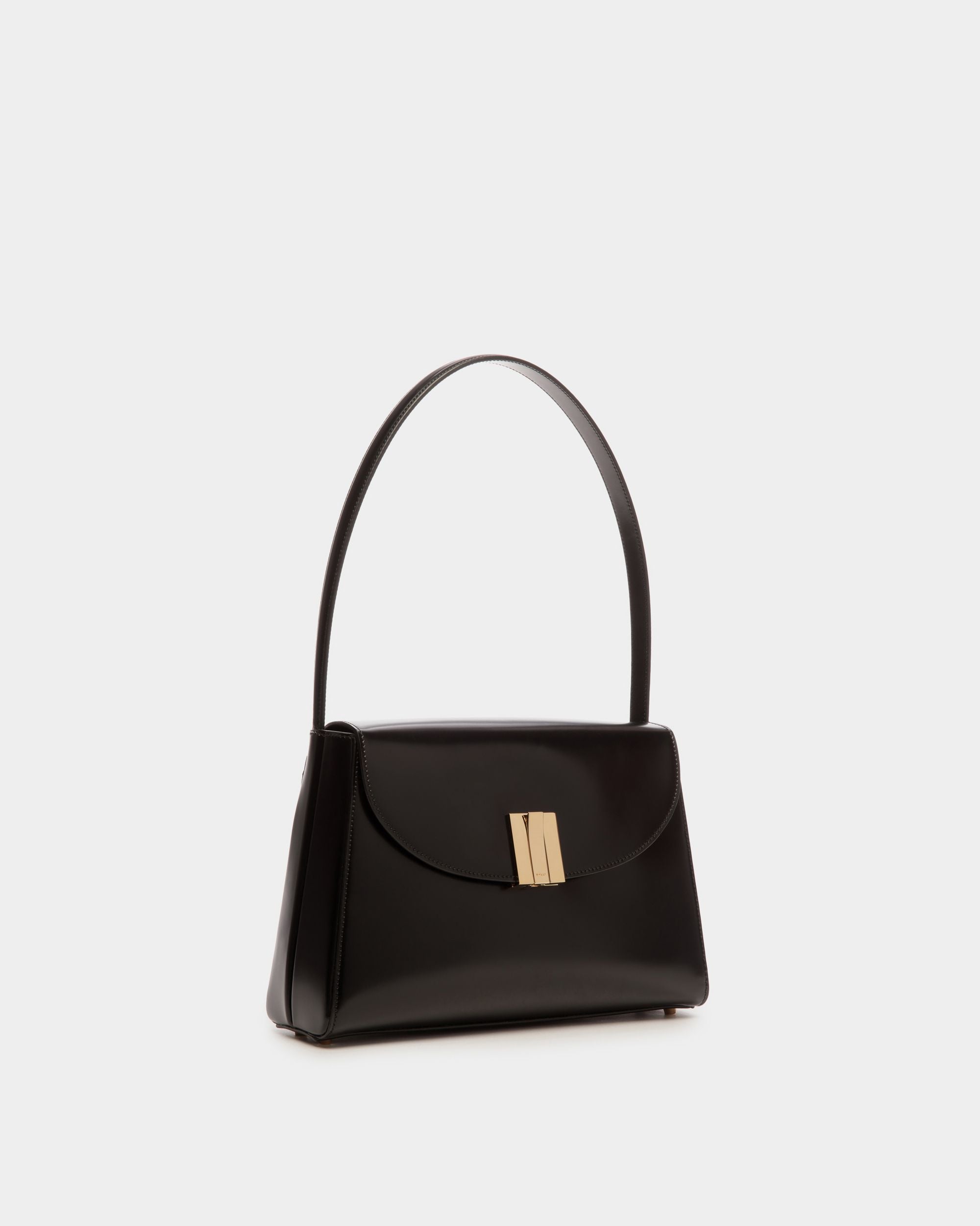 Ollam Schultertasche Aus Gebürstetem Leder In Schwarz - Damen - Bally - 03