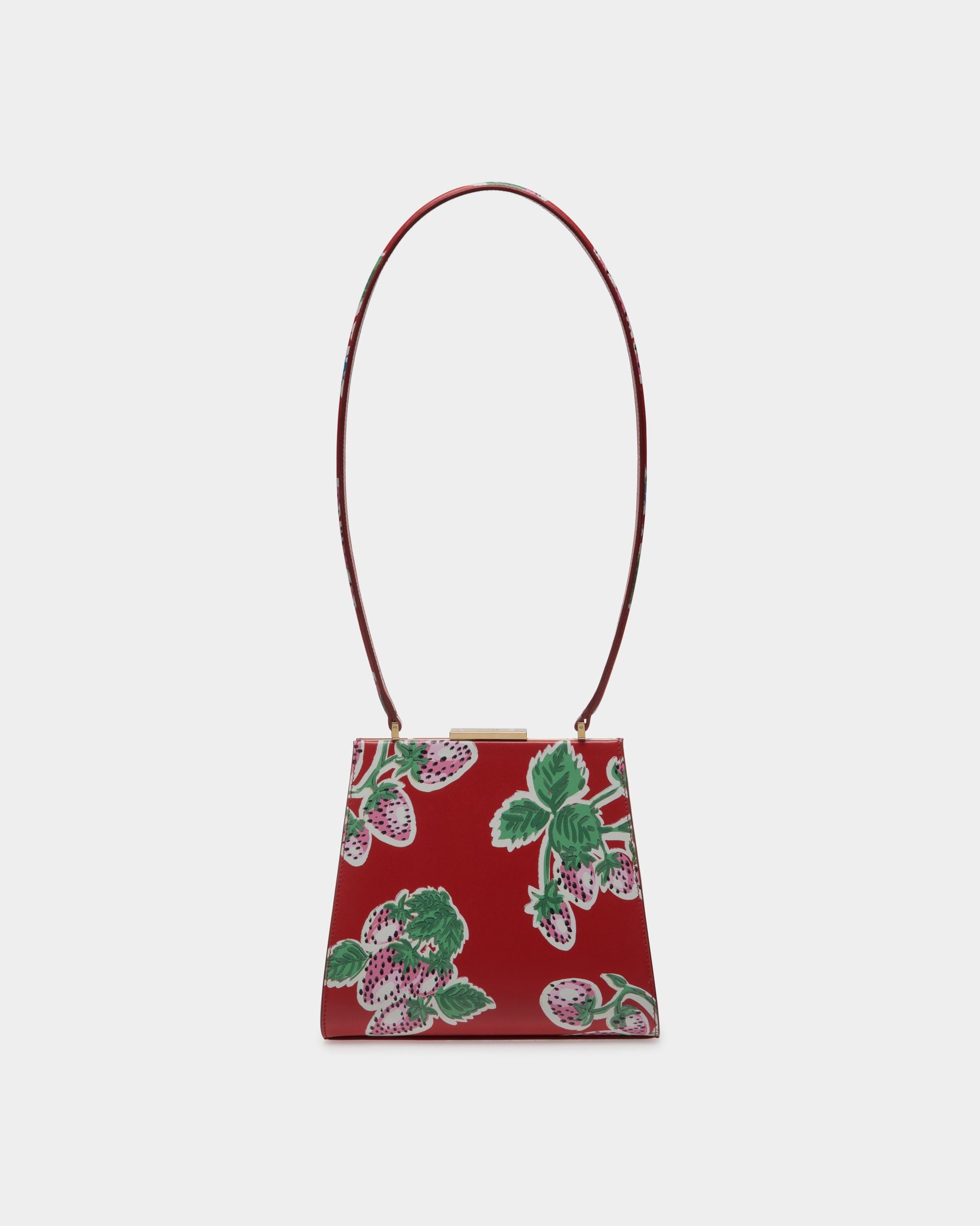 Bedruckte Deco Schultertasche Aus Leder In Strawberry - Damen - Bally - 03