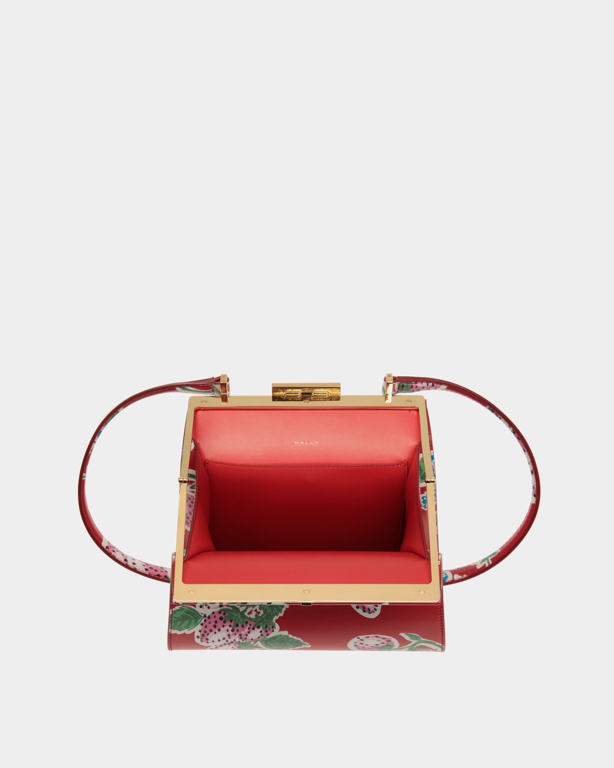 Bedruckte Deco Schultertasche Aus Leder In Strawberry - Damen - Bally - 05