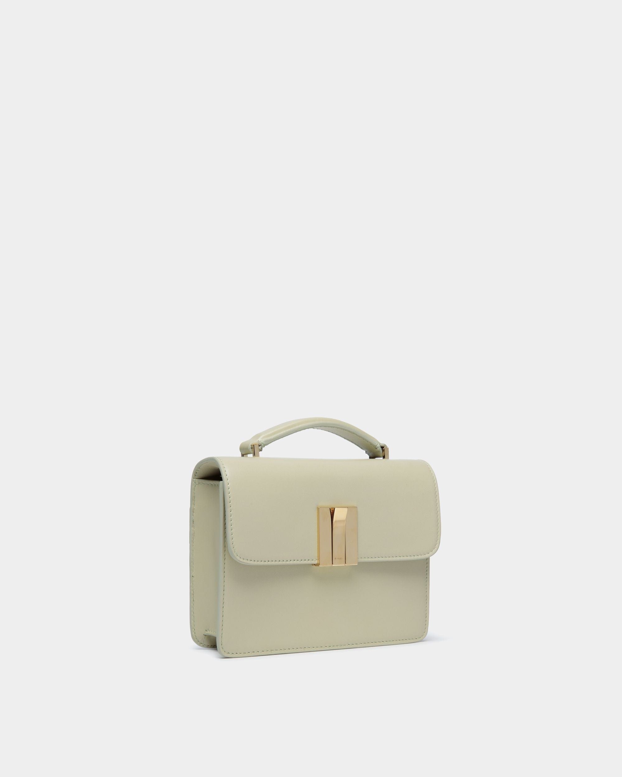 Ollam Mini-Henkeltasche Aus Gebürstetem Leder In Antique White - Damen - Bally - 03