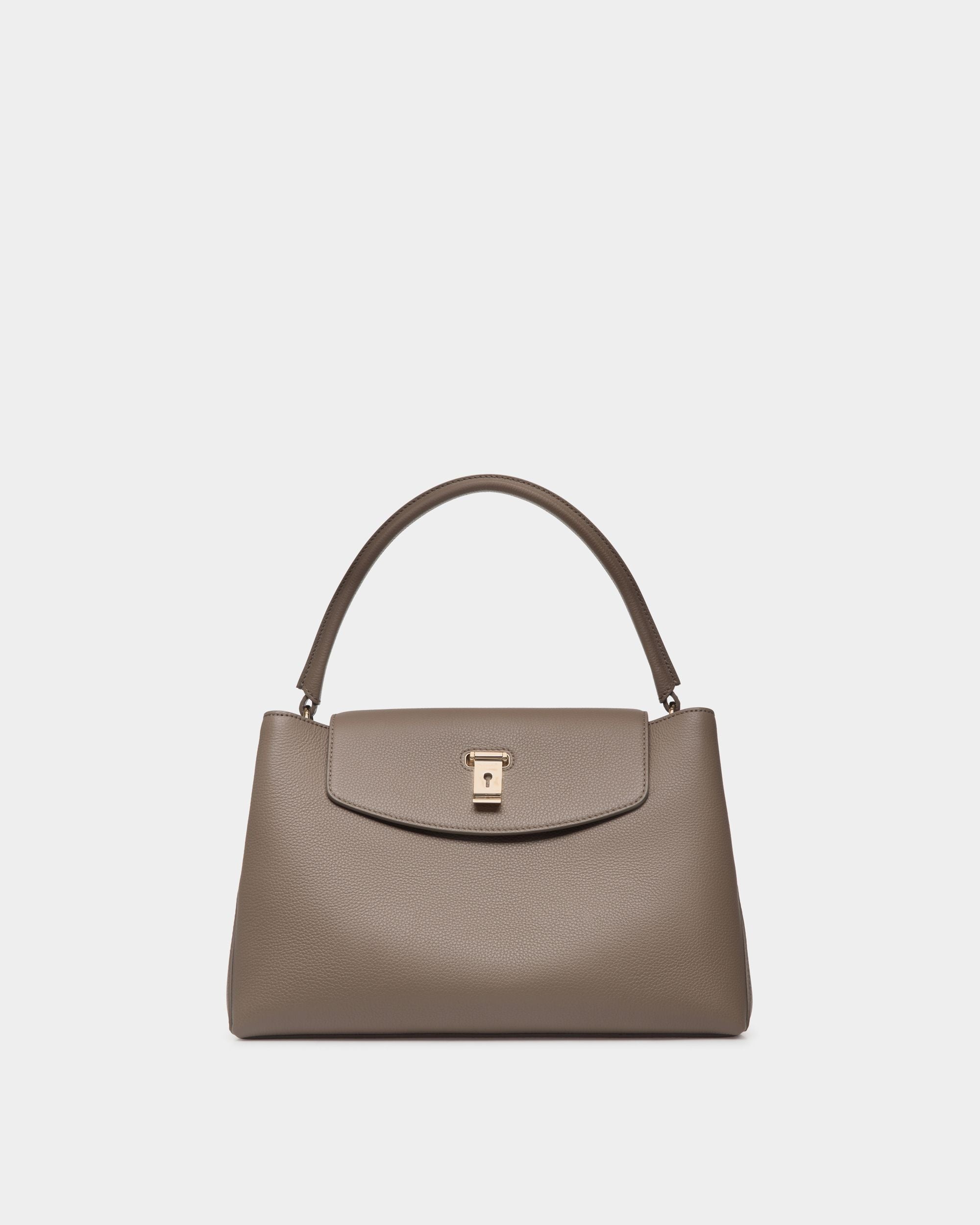 Lock Me Henkeltasche Aus Genarbtem Leder In Taupe - Damen - Bally - 01