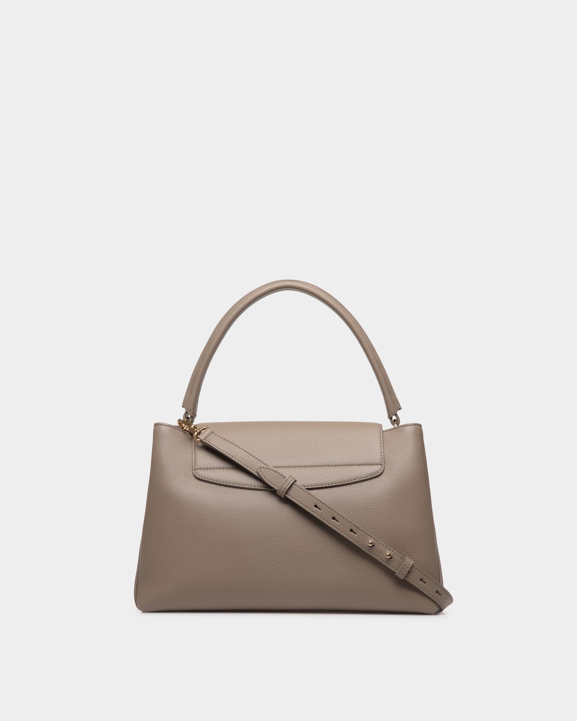 Lock Me Henkeltasche Aus Genarbtem Leder In Taupe - Damen - Bally - 03