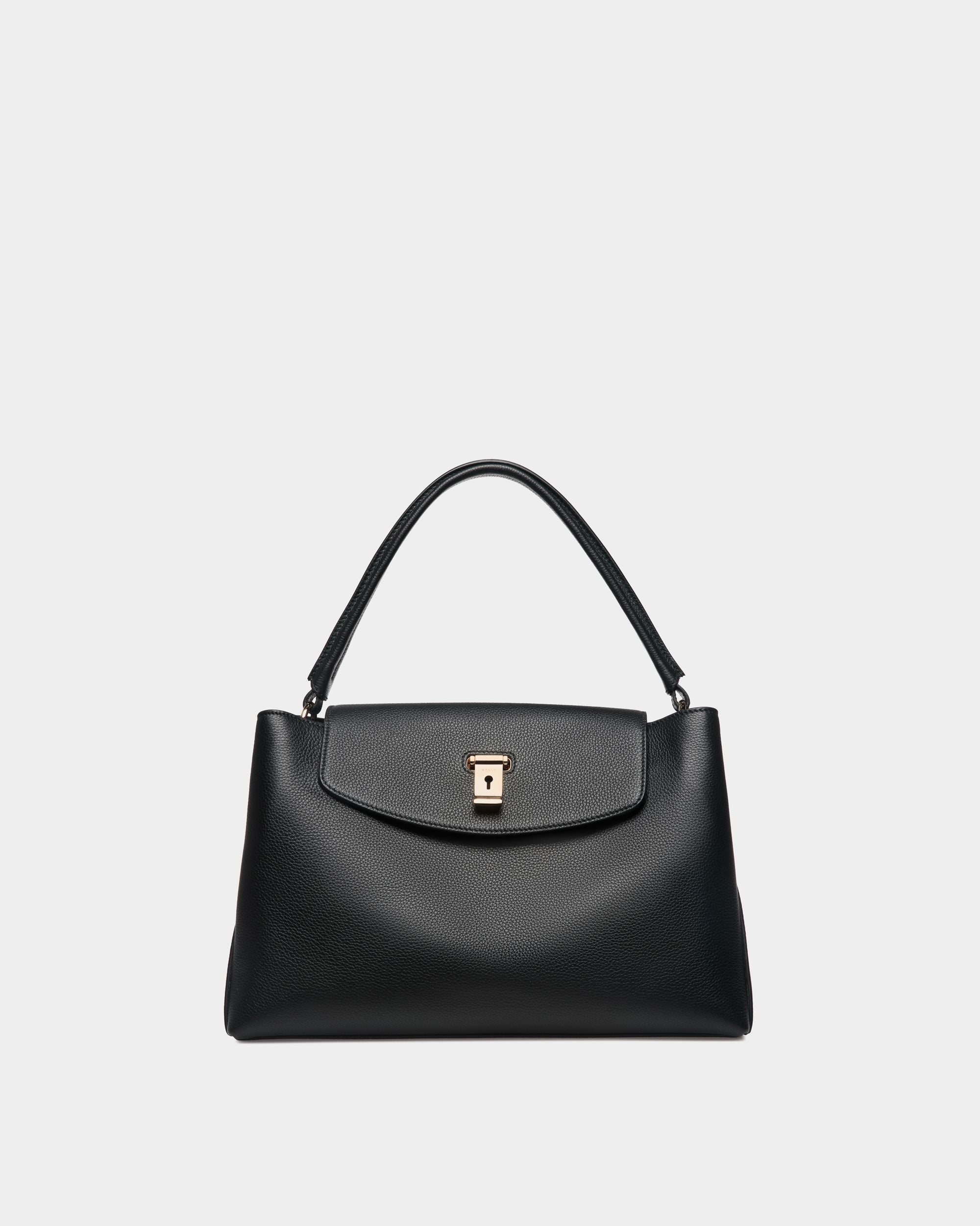 Lock Me Henkeltasche Aus Genarbtem Leder In Schwarz - Damen - Bally - 01