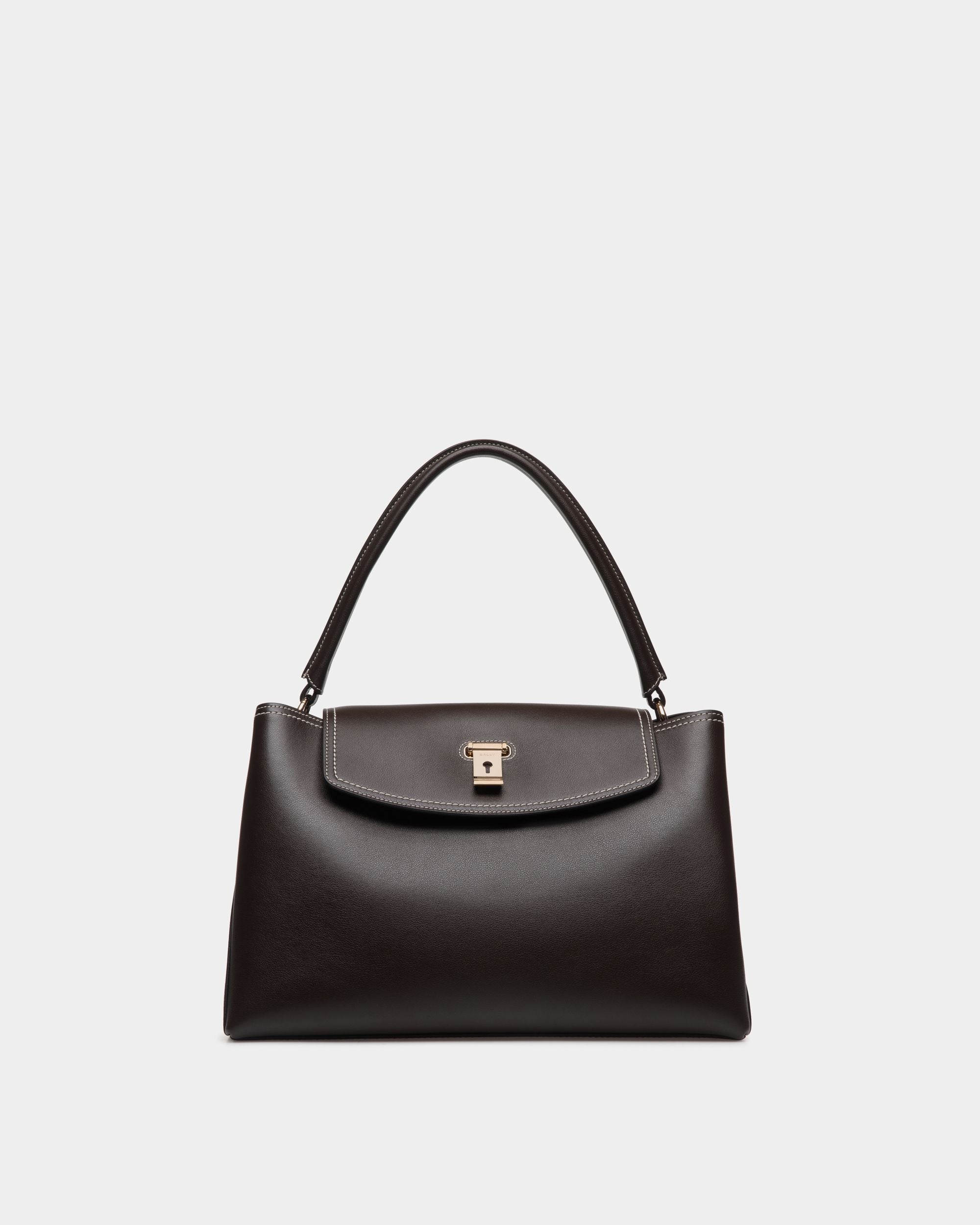 Lock Me Henkeltasche Aus Leder In Ebenholzschwarz - Damen - Bally - 01