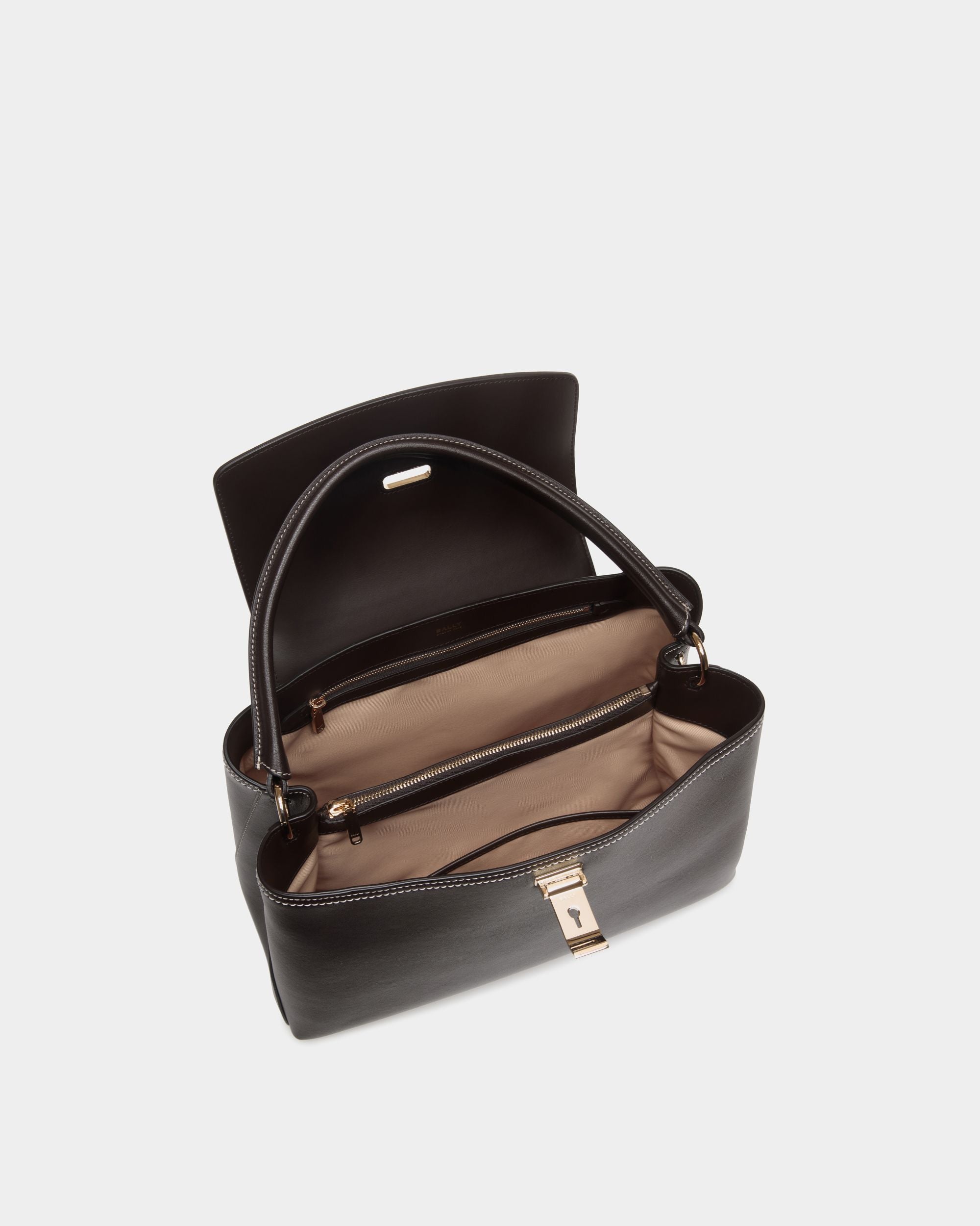 Lock Me Henkeltasche Aus Leder In Ebenholzschwarz - Damen - Bally - 05