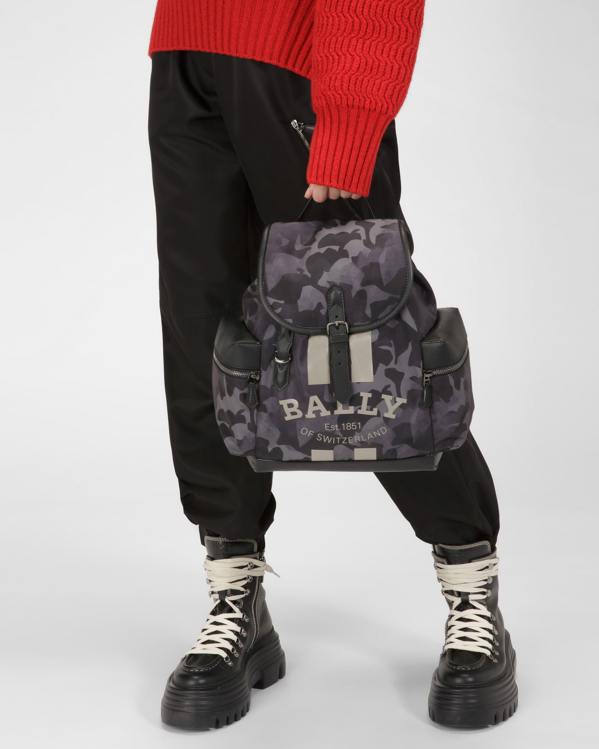 Cliford Rucksack Aus Schwarzem Recycling-Nylon - Damen - Bally - 02