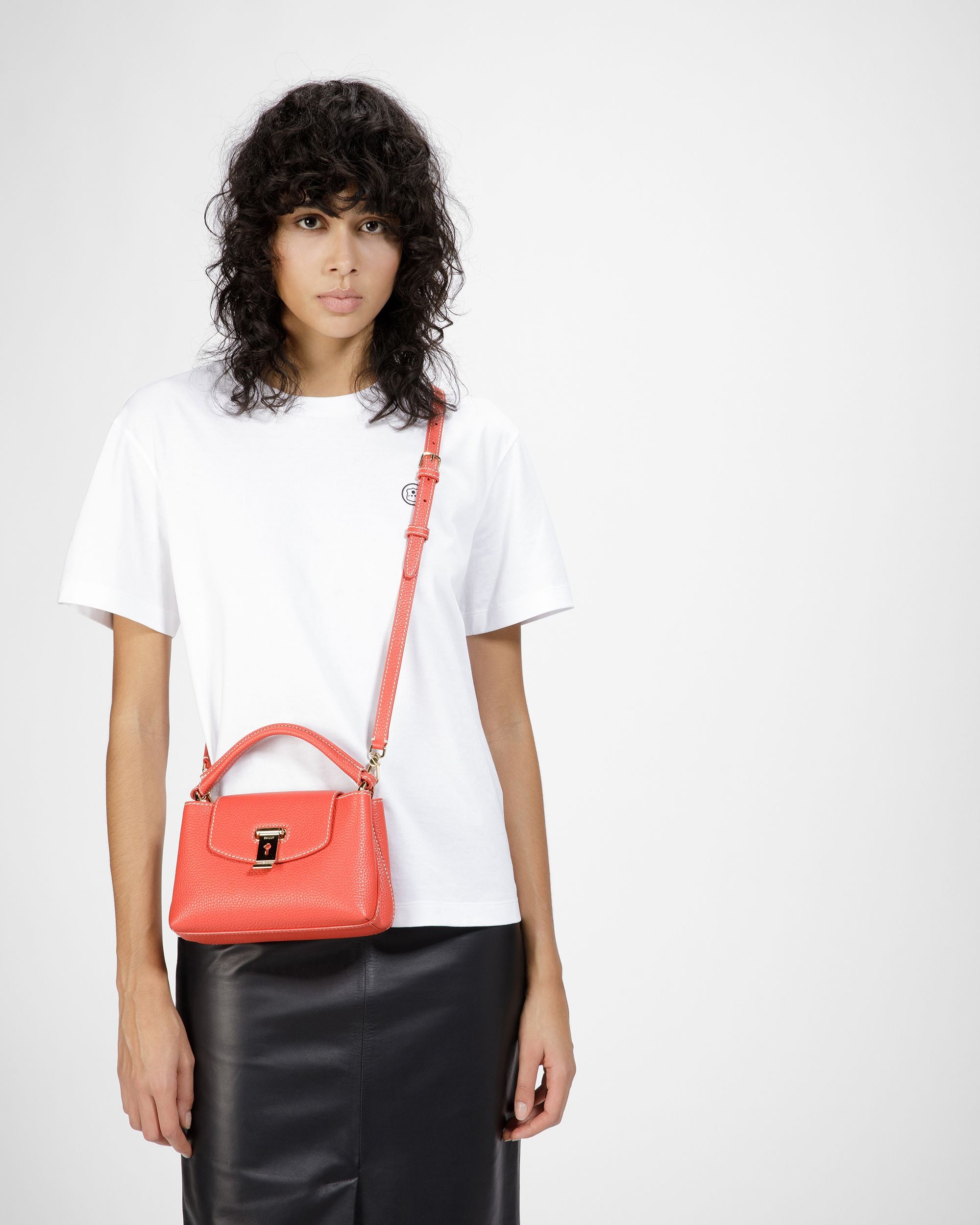 Layka Xs Henkeltasche Aus Leder In Orange Und Braun - Damen - Bally - 07
