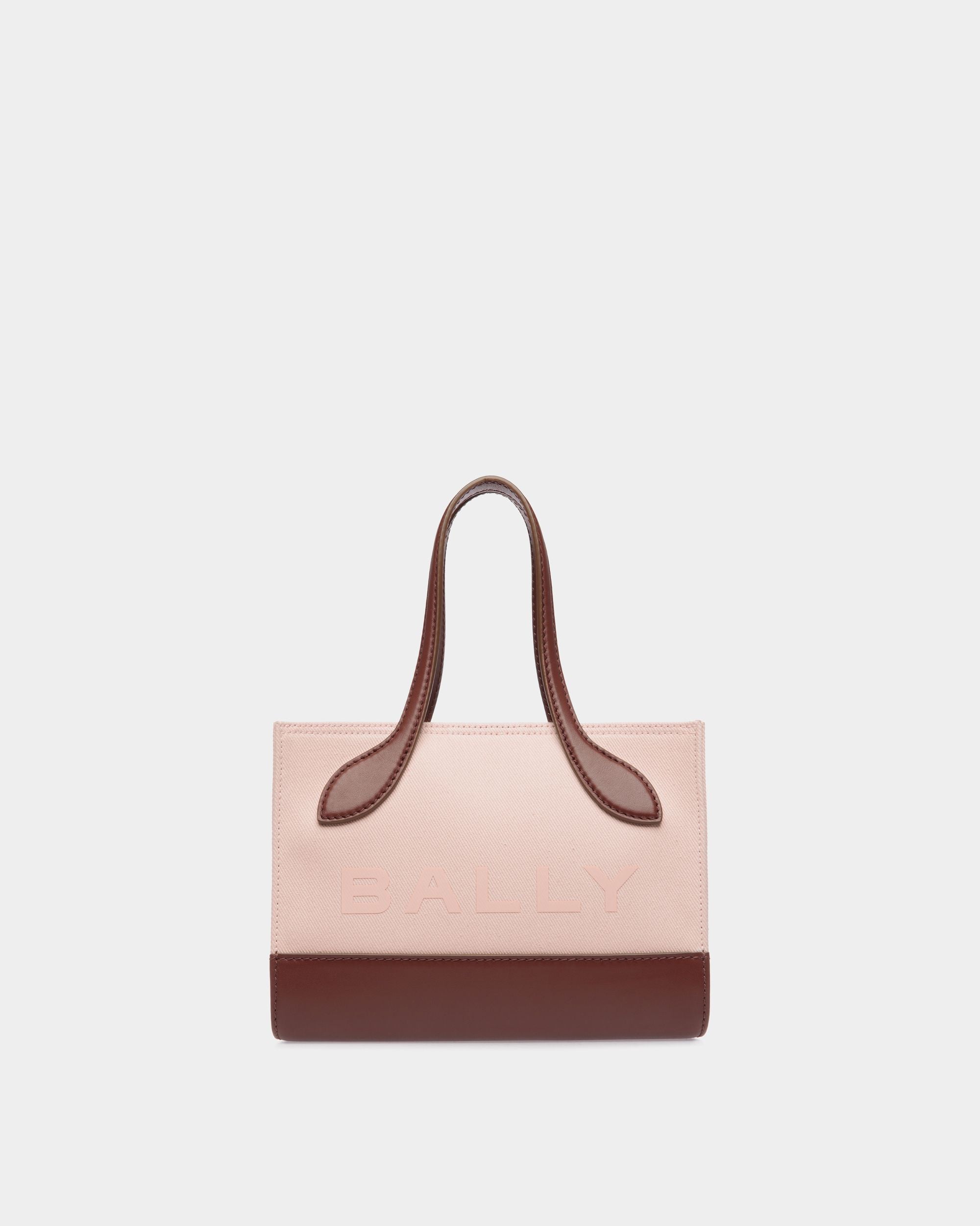 Bar Mini Tote Bag in Dusty Petal And Brown Canvas And Leather - Damen - Bally - 01