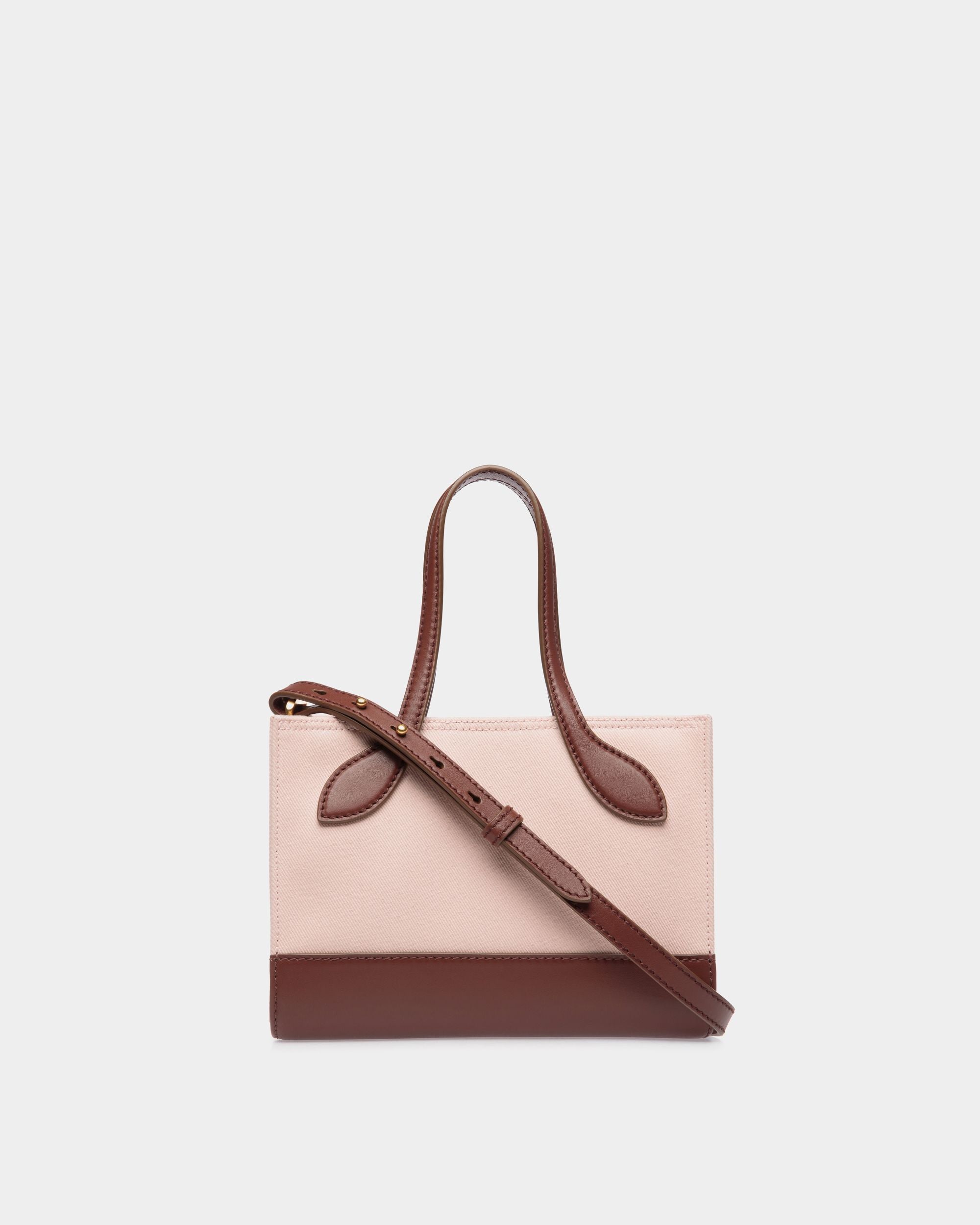 Bar Mini Tote Bag in Dusty Petal And Brown Canvas And Leather - Damen - Bally - 02