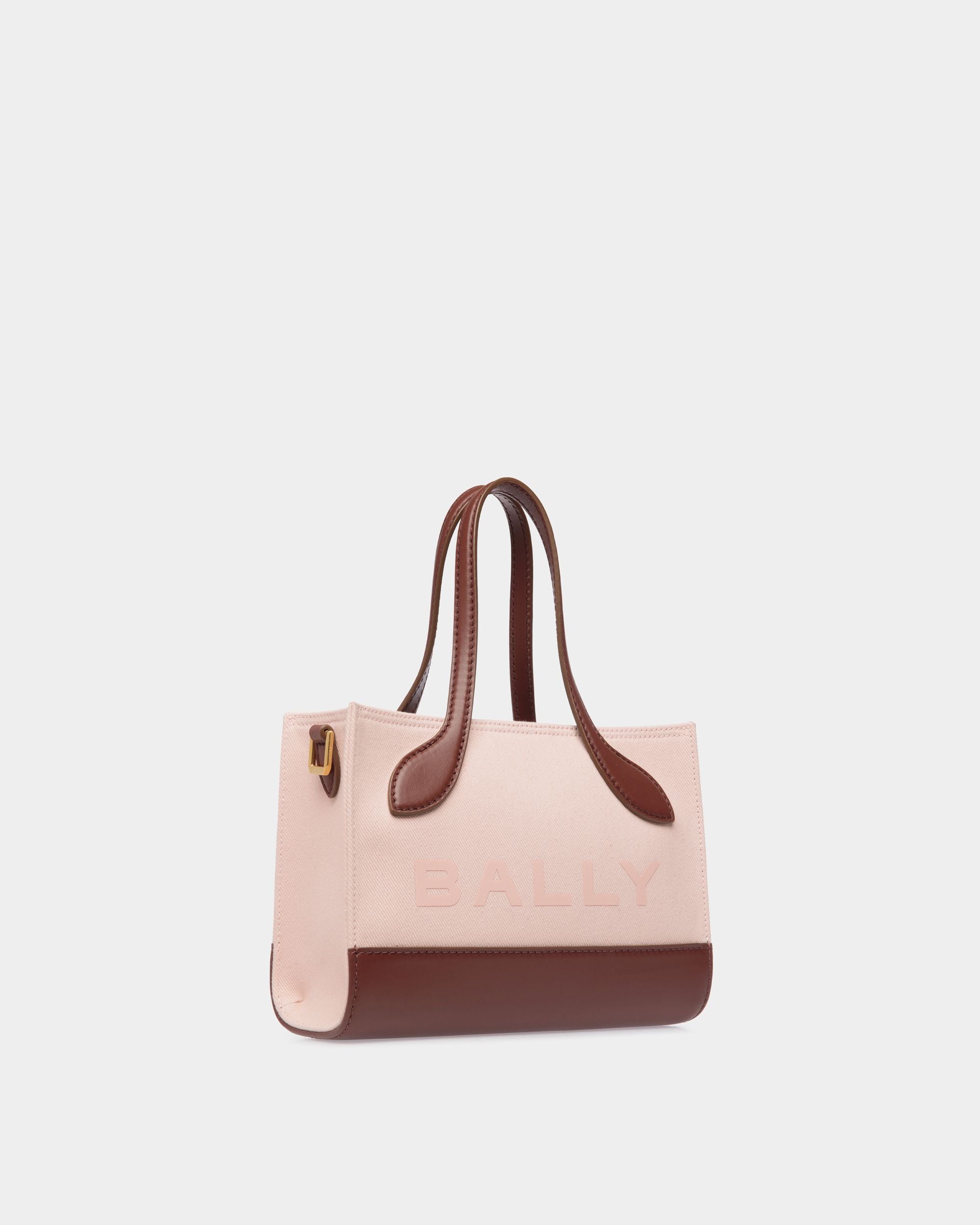 Bar Mini Tote Bag in Dusty Petal And Brown Canvas And Leather - Damen - Bally - 03
