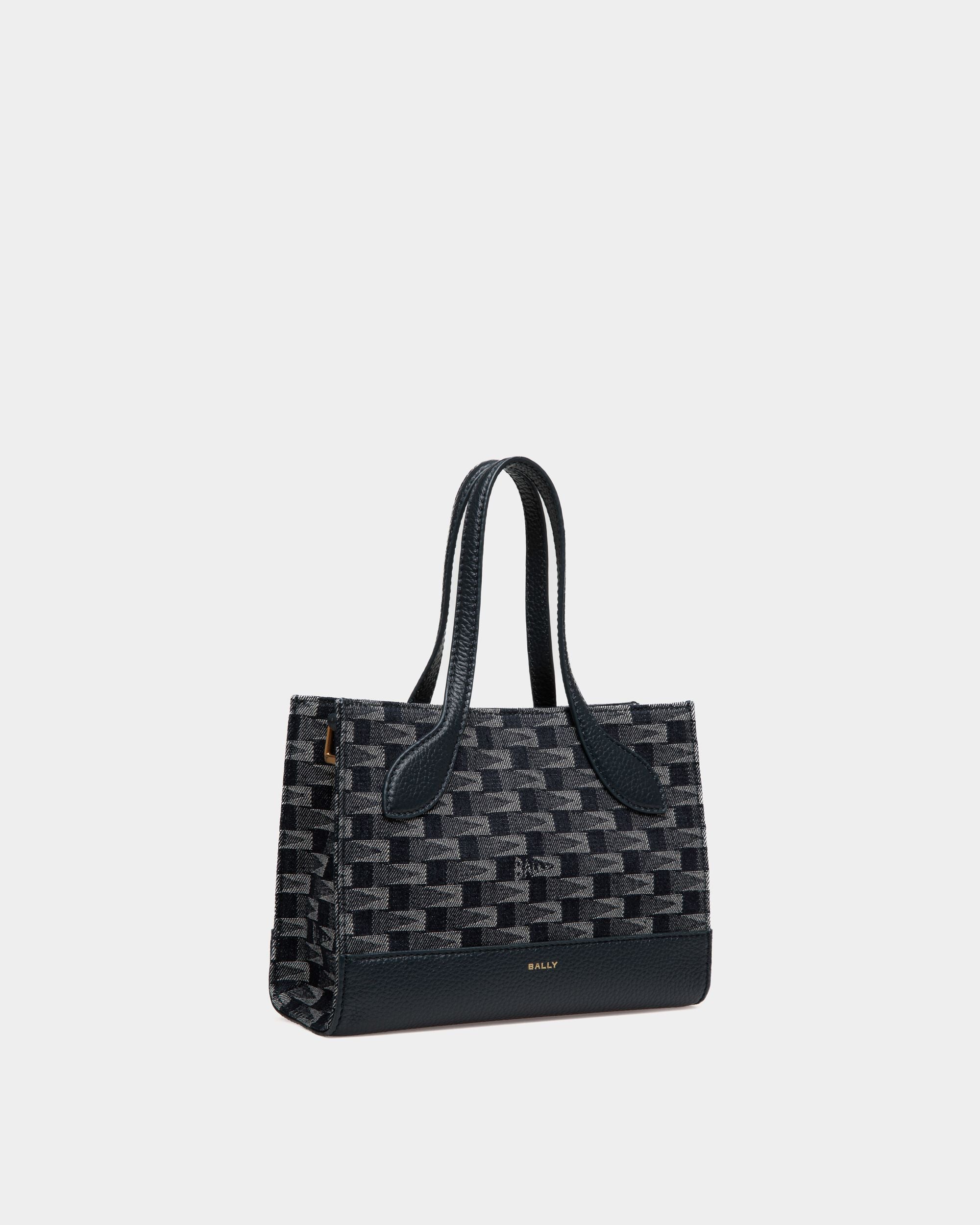 Bar Minibag Aus Blauem Baumwollstoff Mit Pennant-Print - Damen - Bally - 03