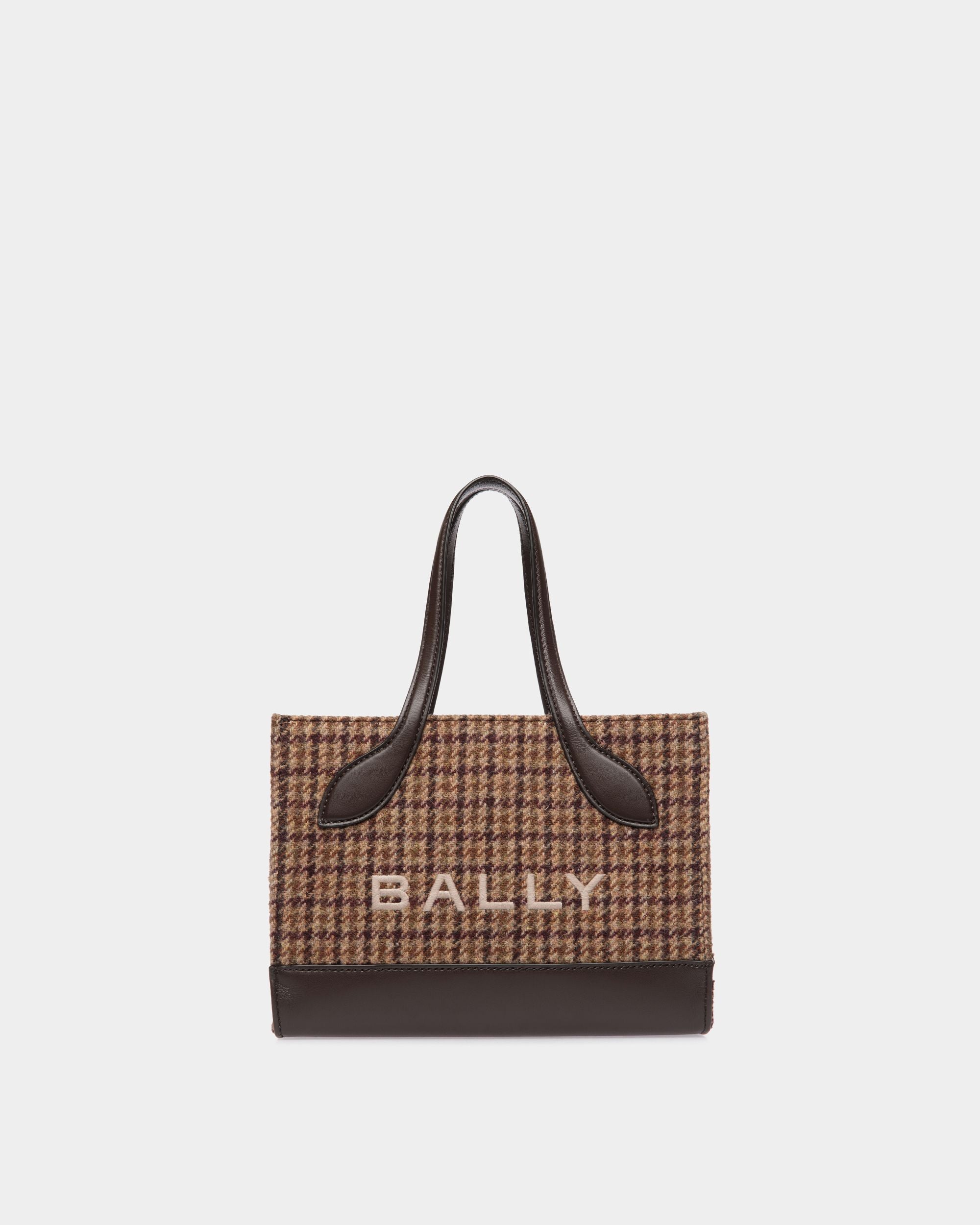 Bar Mini-Tragetasche Aus Wolle Und Leder Mit Karomuster In Brauntönen - Damen - Bally - 01