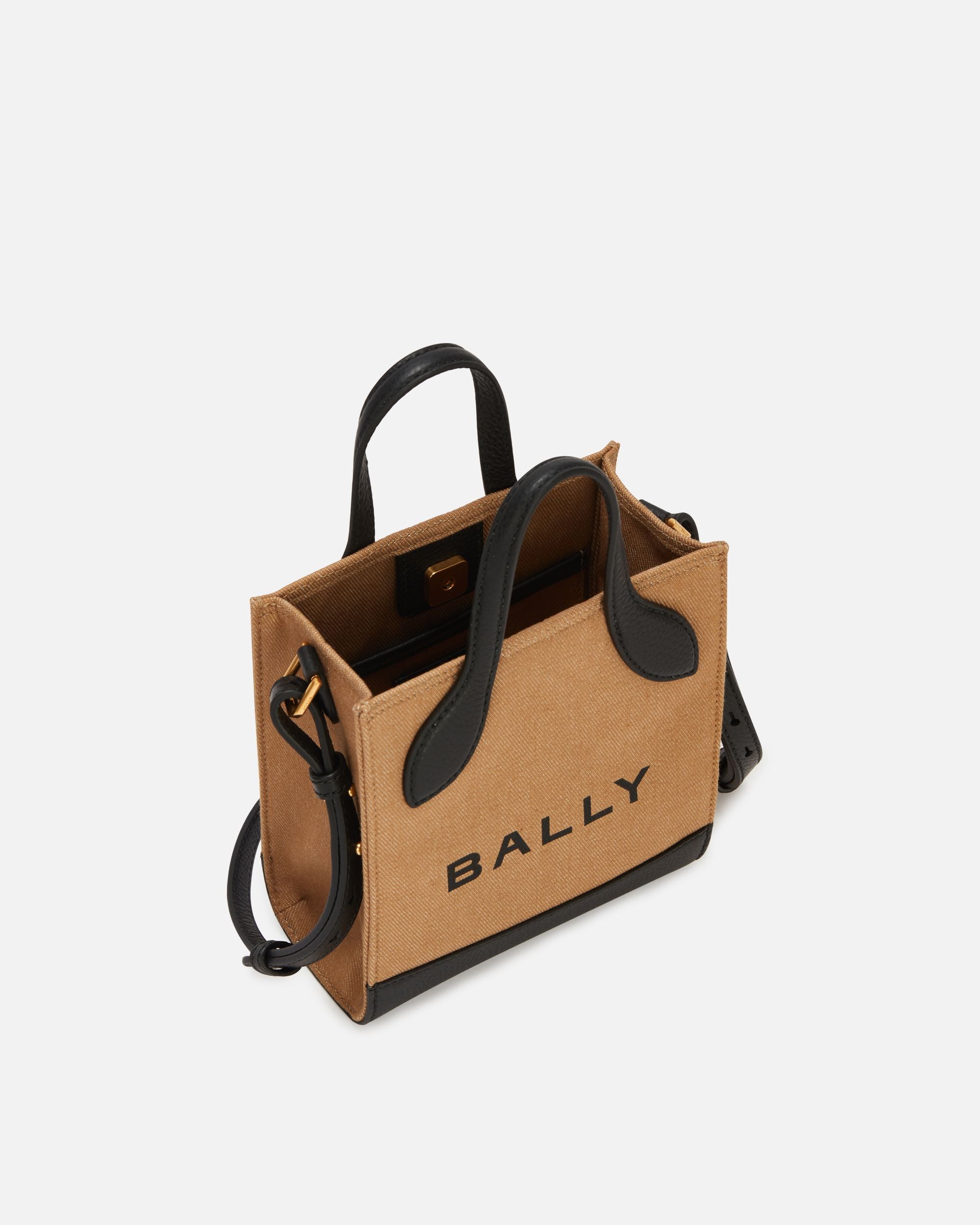 Bar Mini-Tragetasche Aus Canvas Und Leder In Beige Und Schwarz - Damen - Bally - 04
