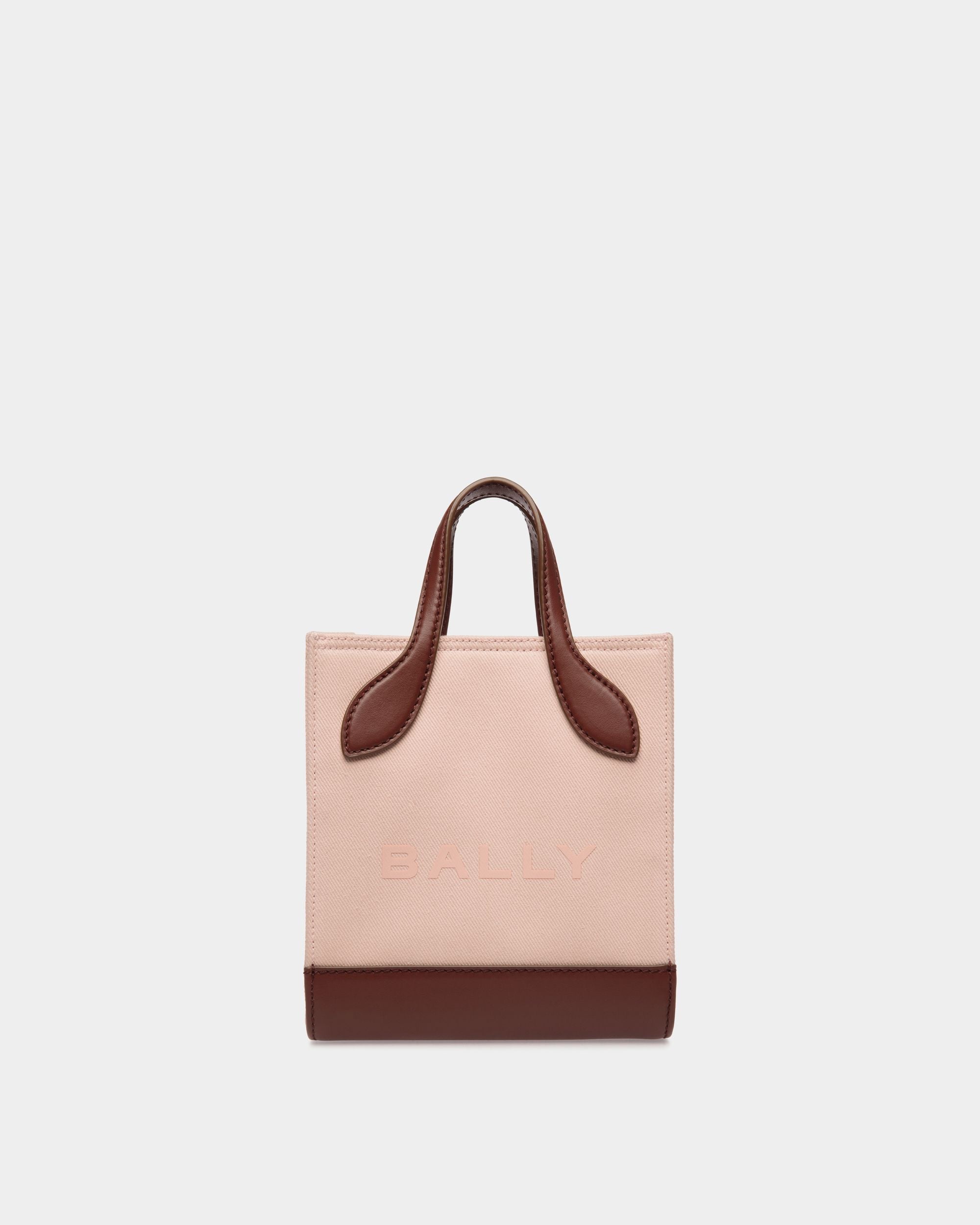 Bar Mini-Tragetasche Aus Canvas Und Leder In Dusty Petal Und Braun - Damen - Bally - 01