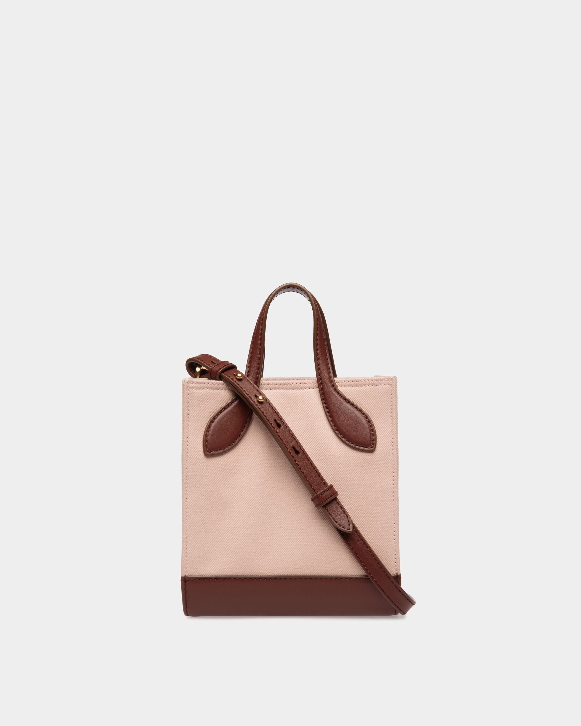 Bar Mini-Tragetasche Aus Canvas Und Leder In Dusty Petal Und Braun - Damen - Bally - 02