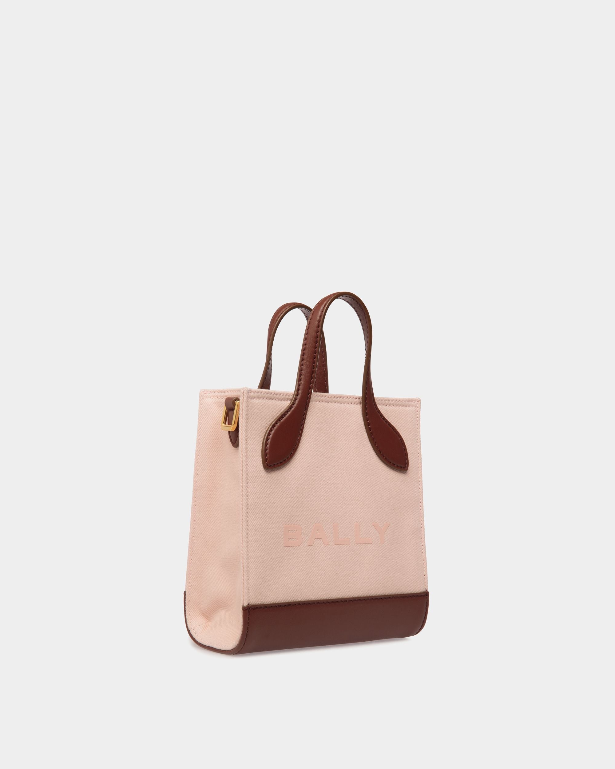 Bar Mini-Tragetasche Aus Canvas Und Leder In Dusty Petal Und Braun - Damen - Bally - 03