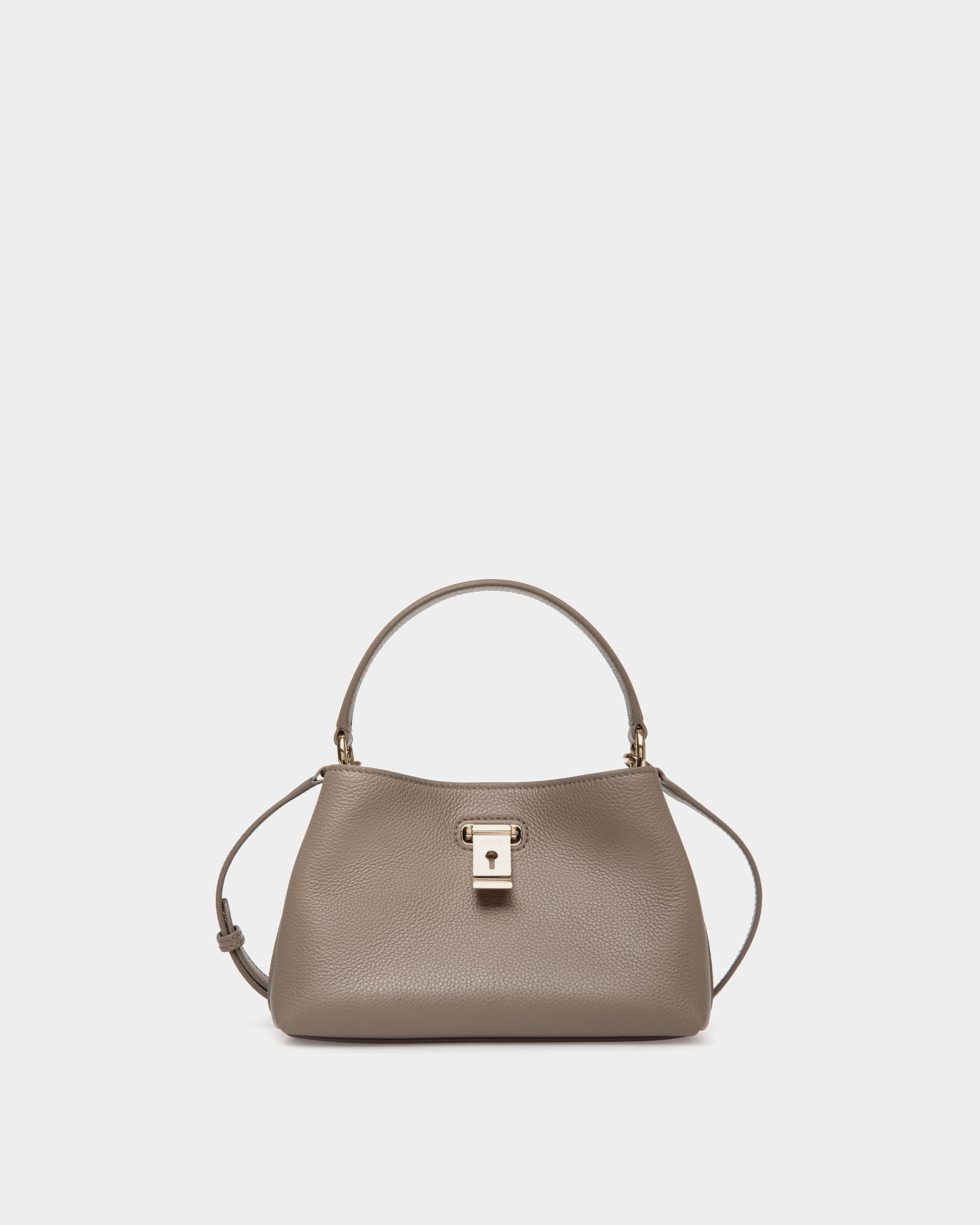 Lock Me Minitasche Aus Genarbtem Leder In Taupe - Damen - Bally - 01