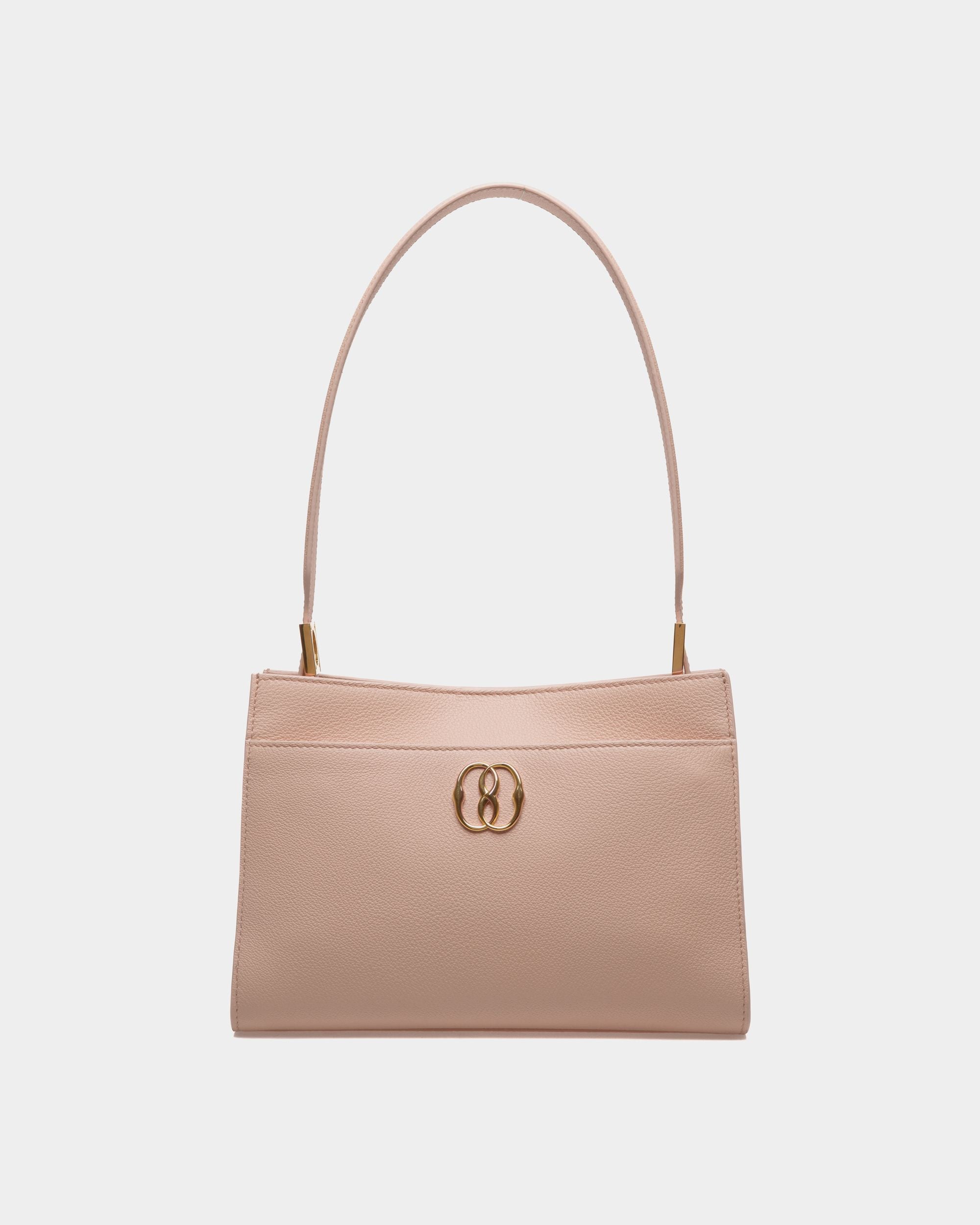 Emblem Schultertasche Aus Genarbtem Leder In Light Beige - Damen - Bally - 01
