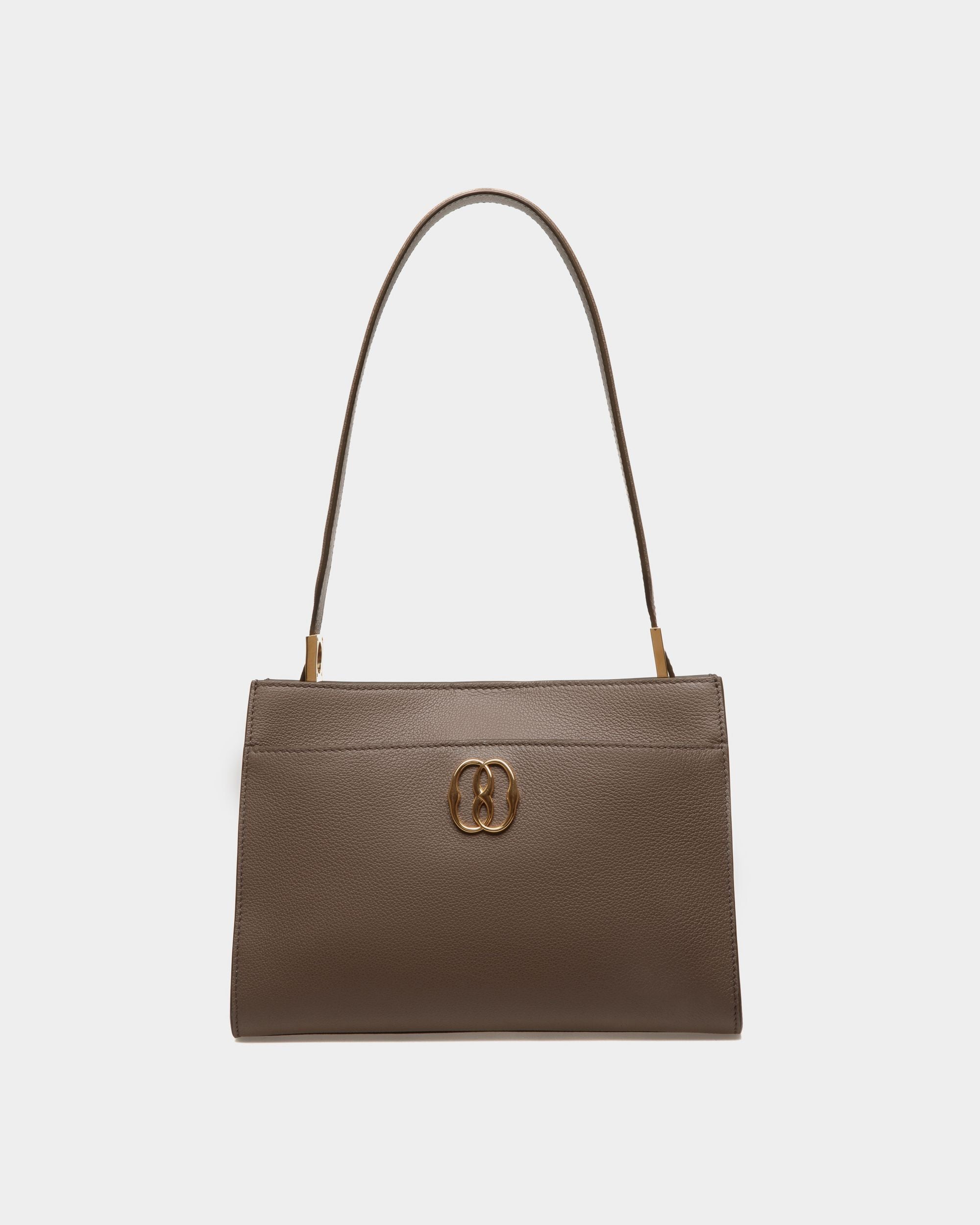 Emblem Schultertasche Aus Genarbtem Leder In Beige - Damen - Bally - 01