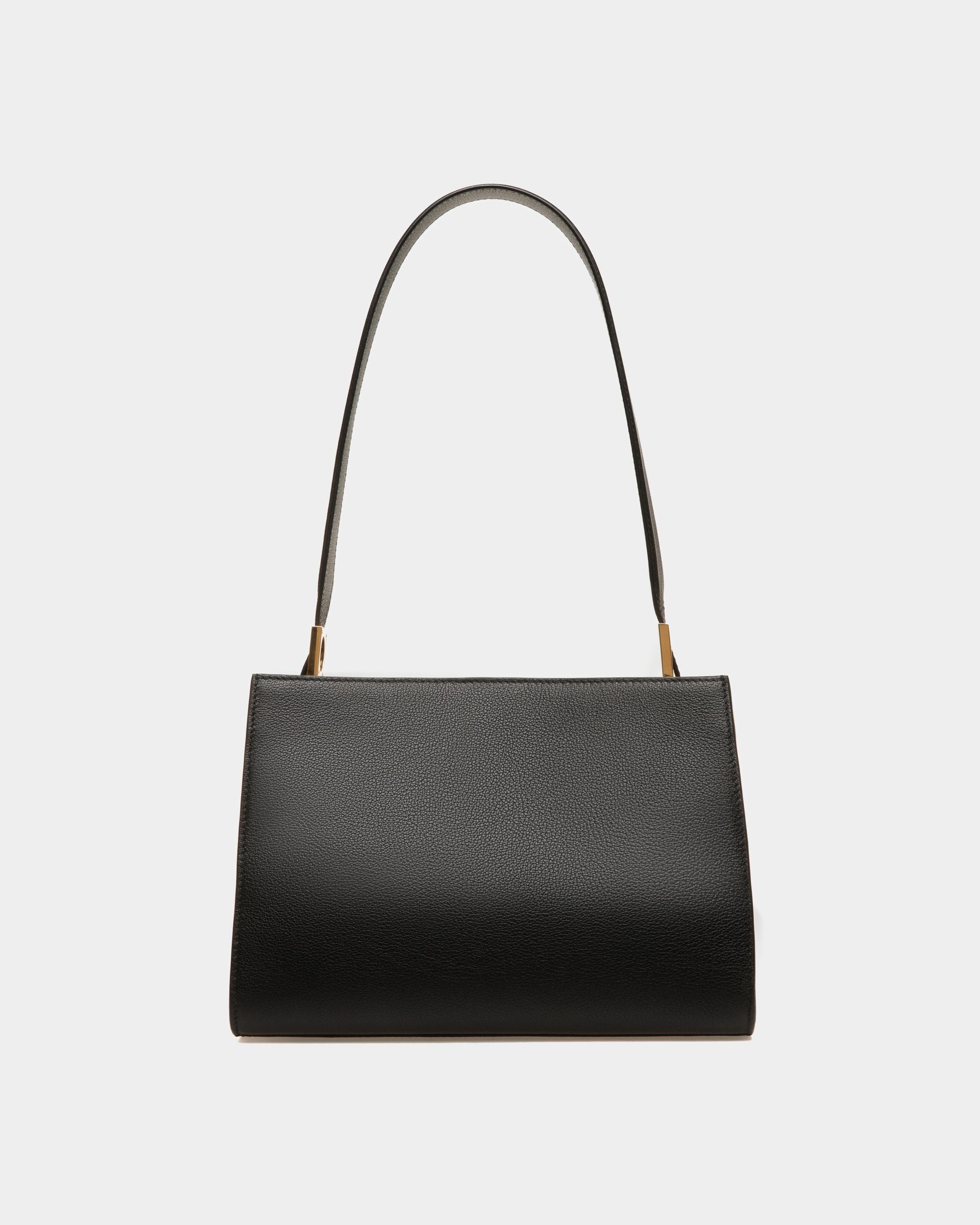 Emblem Schultertasche Aus Genarbtem Leder In Schwarz - Damen - Bally - 03