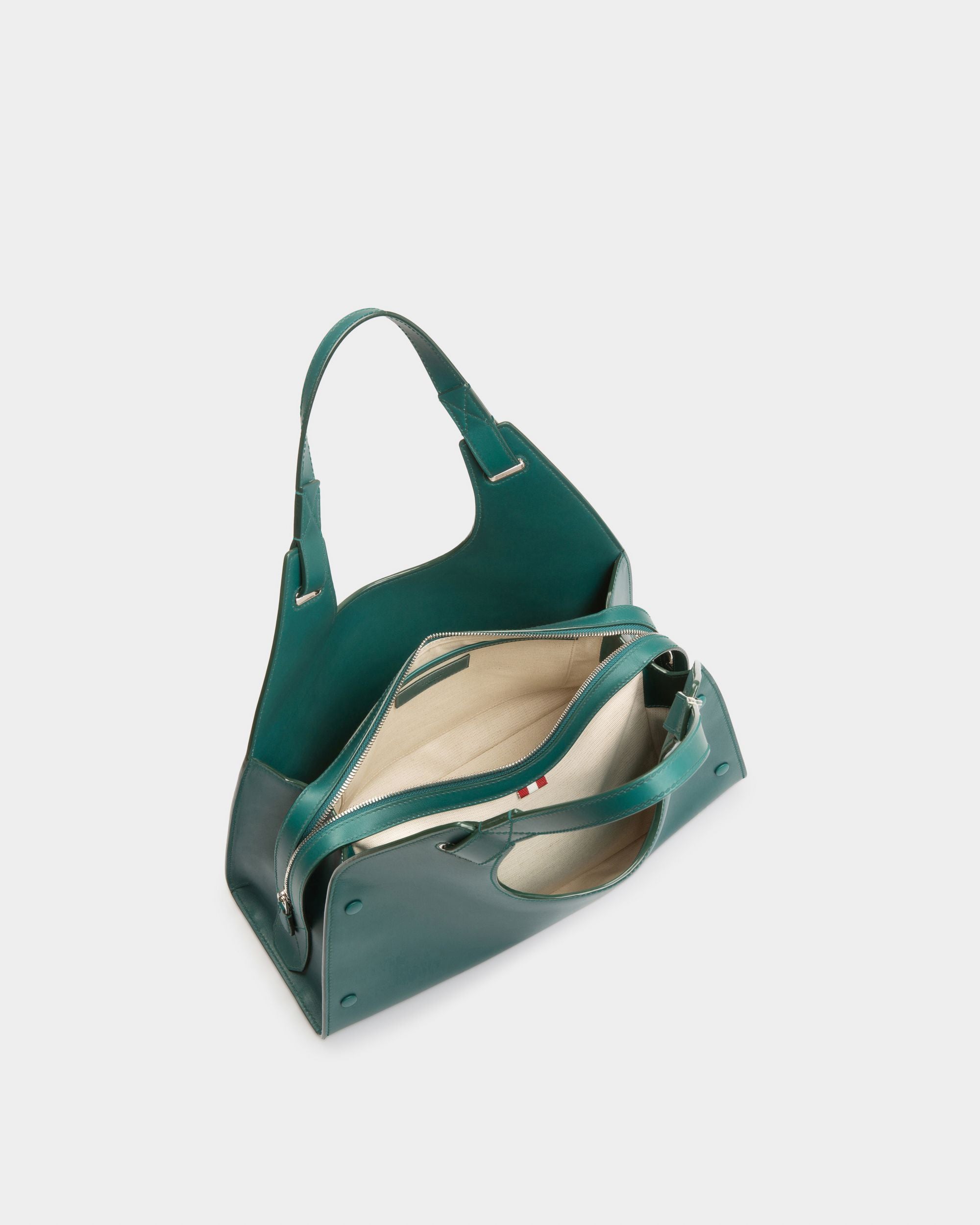 Ahres Schultertasche Aus Dunkelgrünem Leder - Damen - Bally - 04