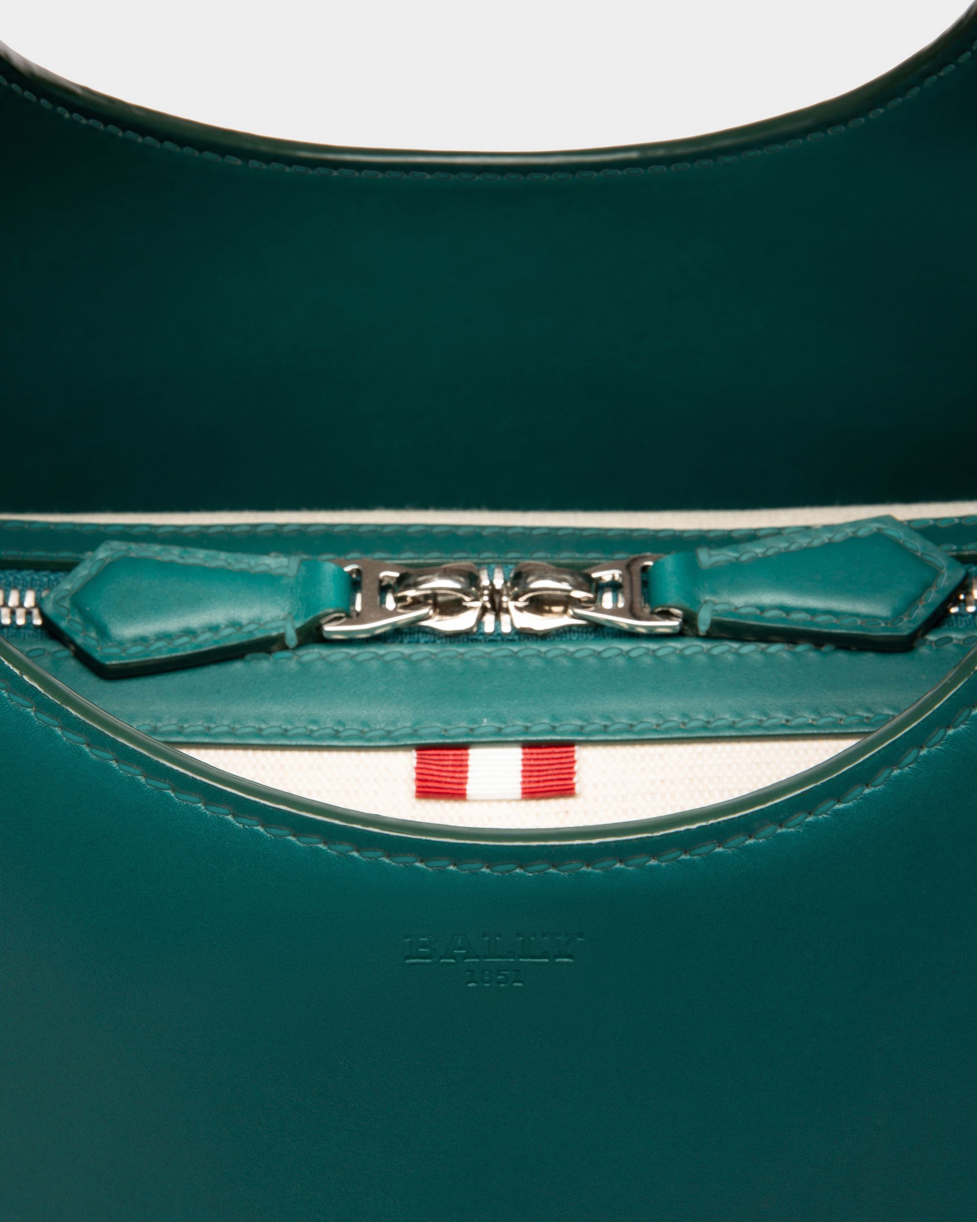 Ahres Schultertasche Aus Dunkelgrünem Leder - Damen - Bally - 05