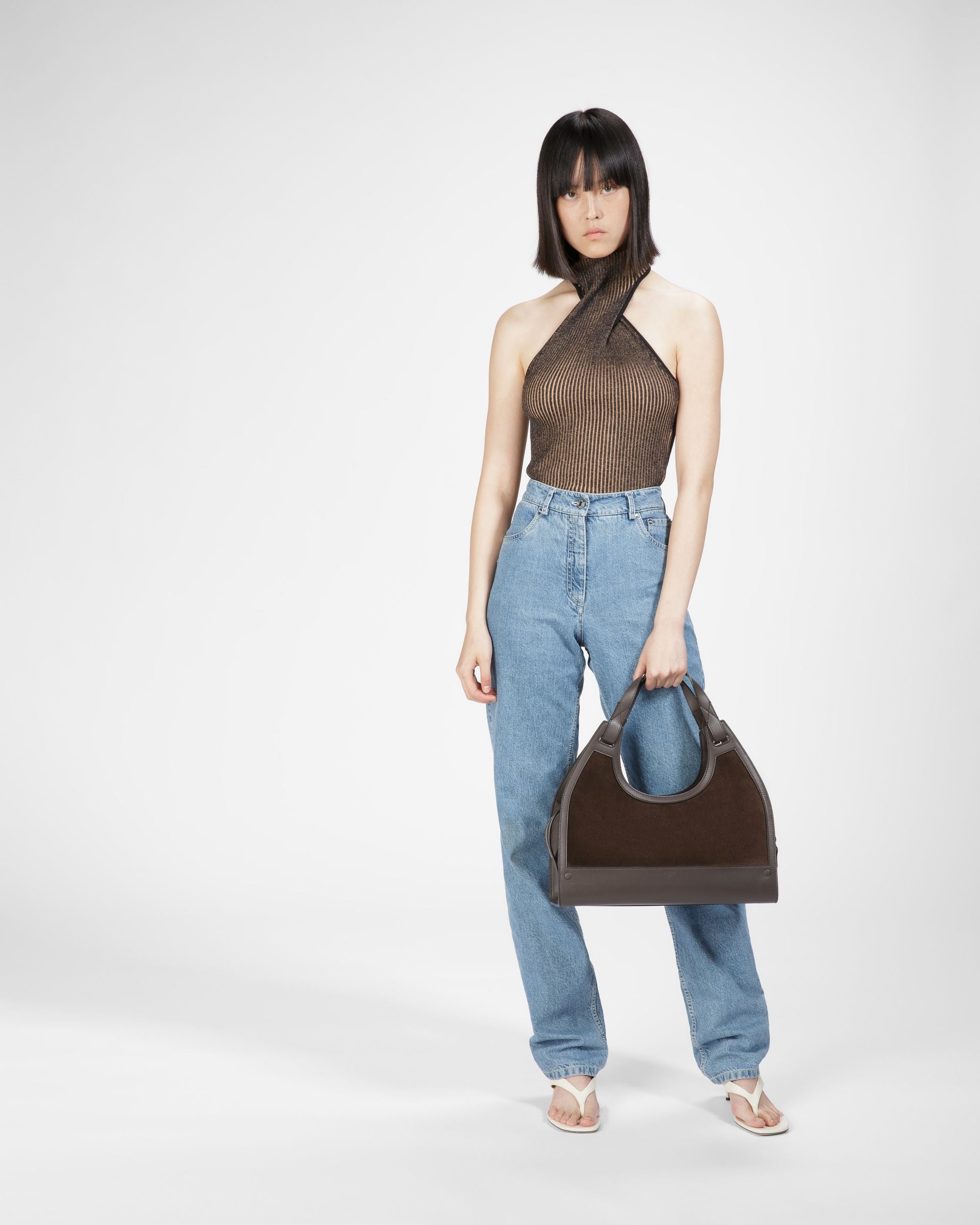 Ahres Schultertasche Aus Leder In Ebenholzbraun - Damen - Bally - 06