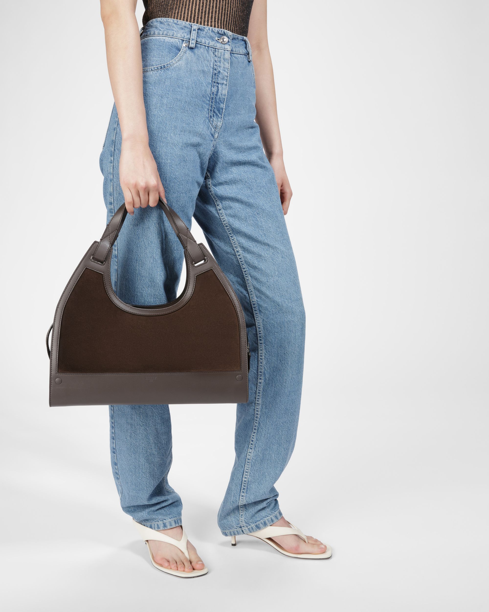 Ahres Schultertasche Aus Leder In Ebenholzbraun - Damen - Bally - 07