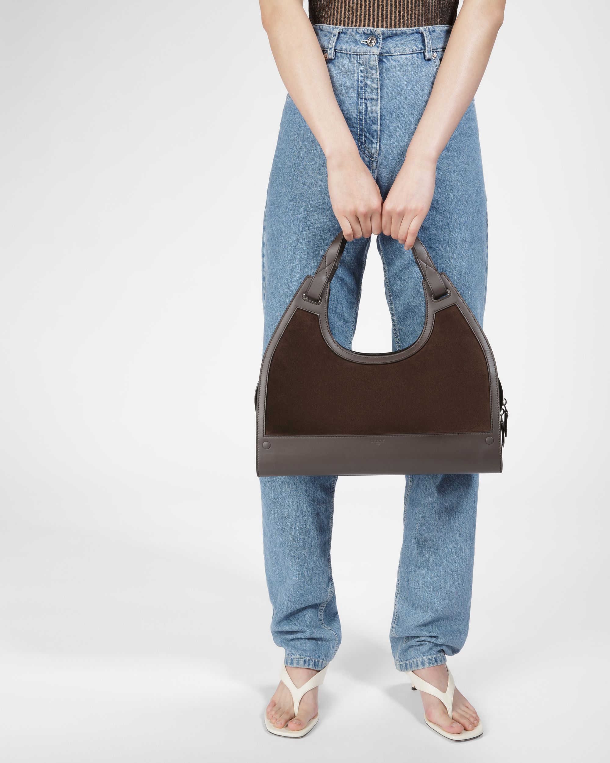 Ahres Schultertasche Aus Leder In Ebenholzbraun - Damen - Bally - 08