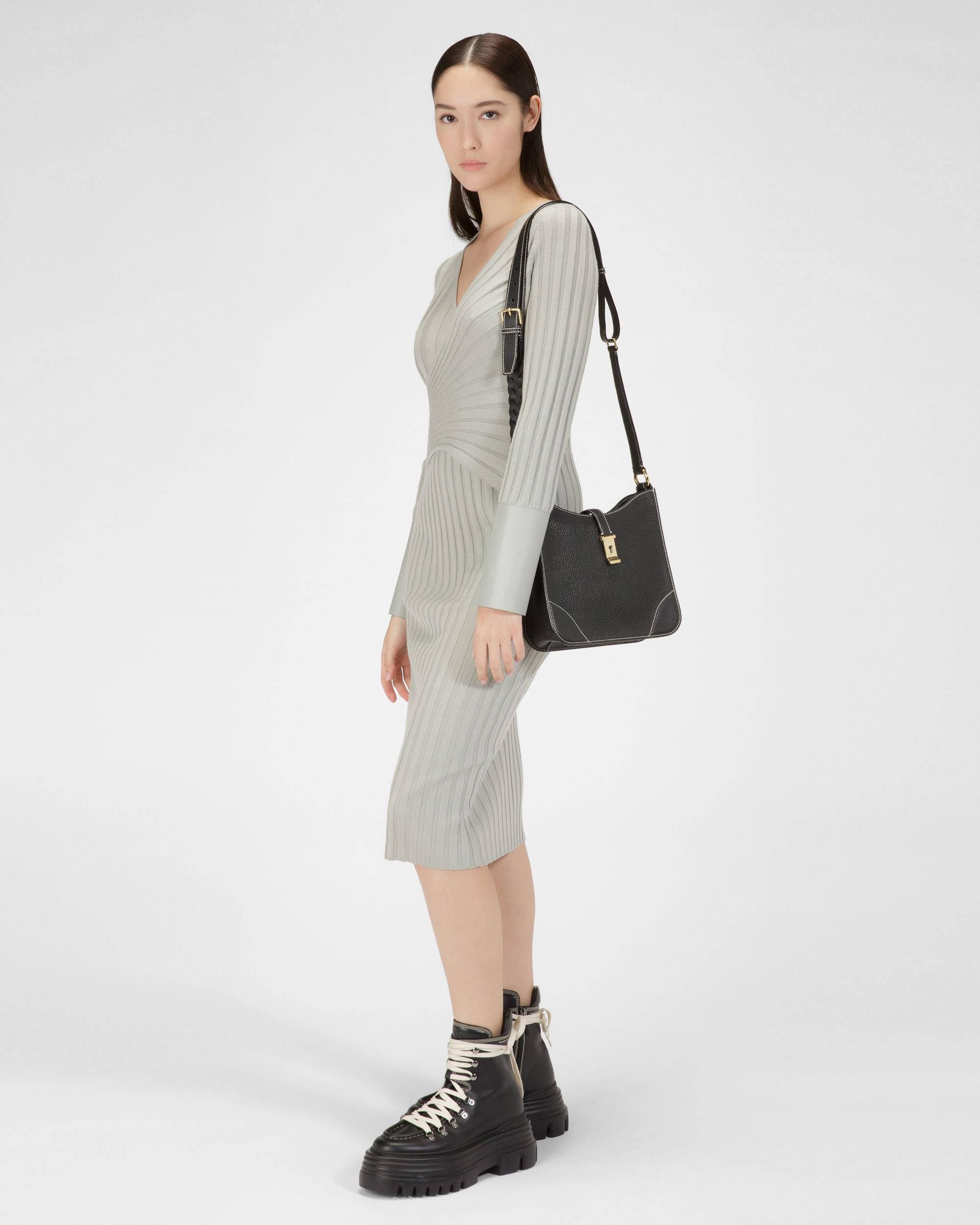 Lavynia Small Hobo-Tasche Aus Schwarzem Leder - Damen - Bally - 02