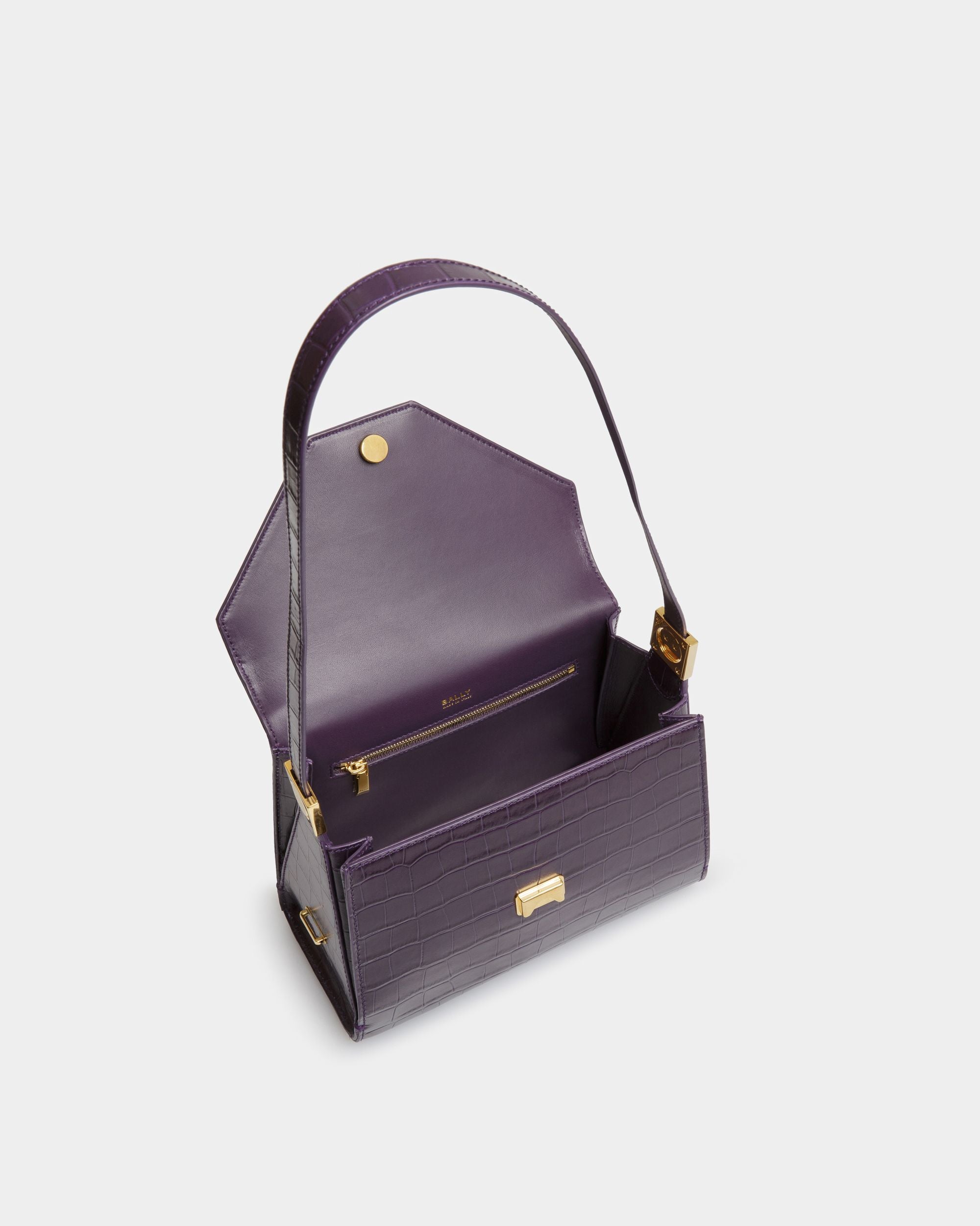 Emblem Henkeltasche Aus Leder In Orchidee - Damen - Bally - 05